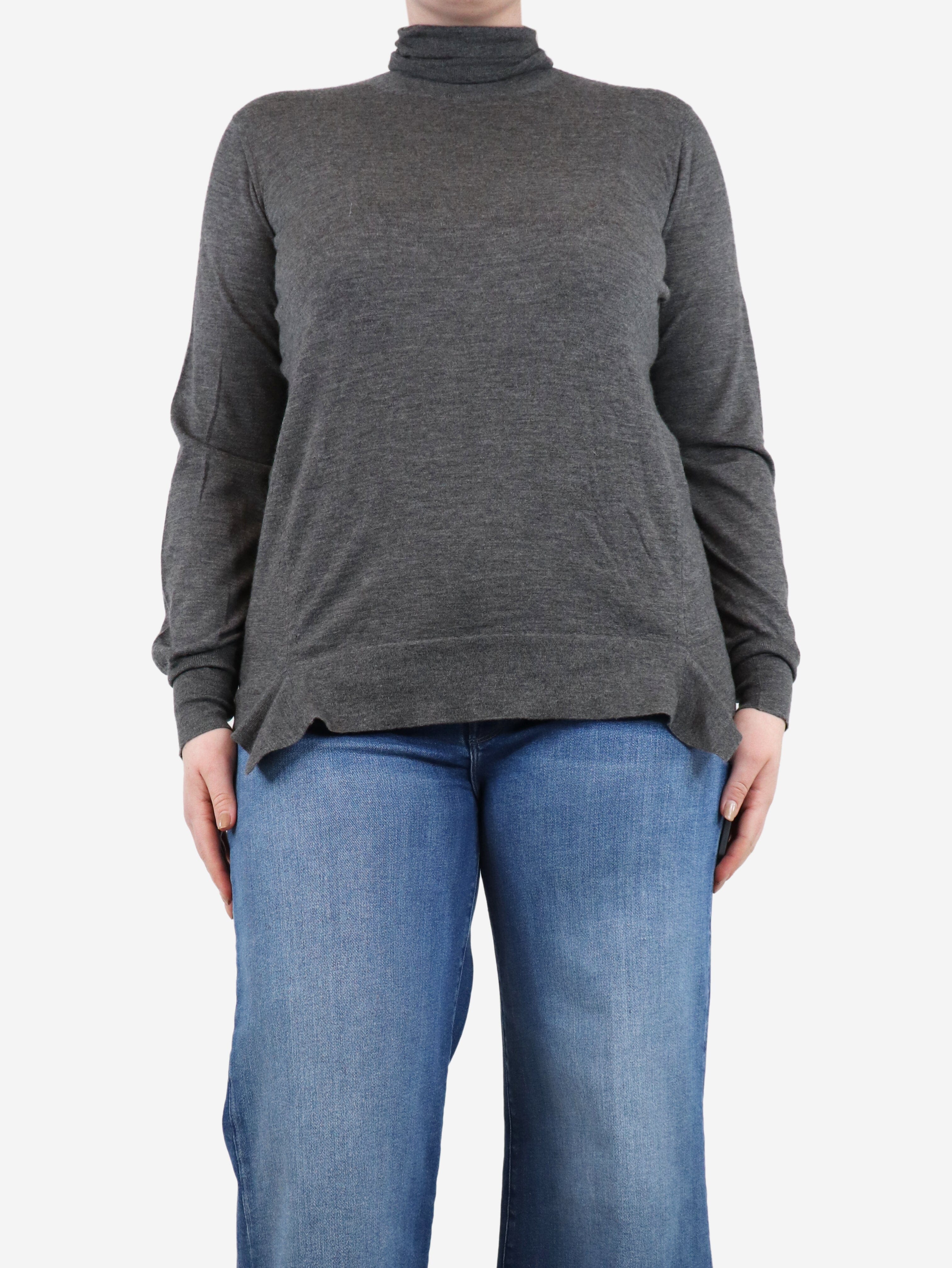 Grey cashmere turtleneck sweater - size UK 12