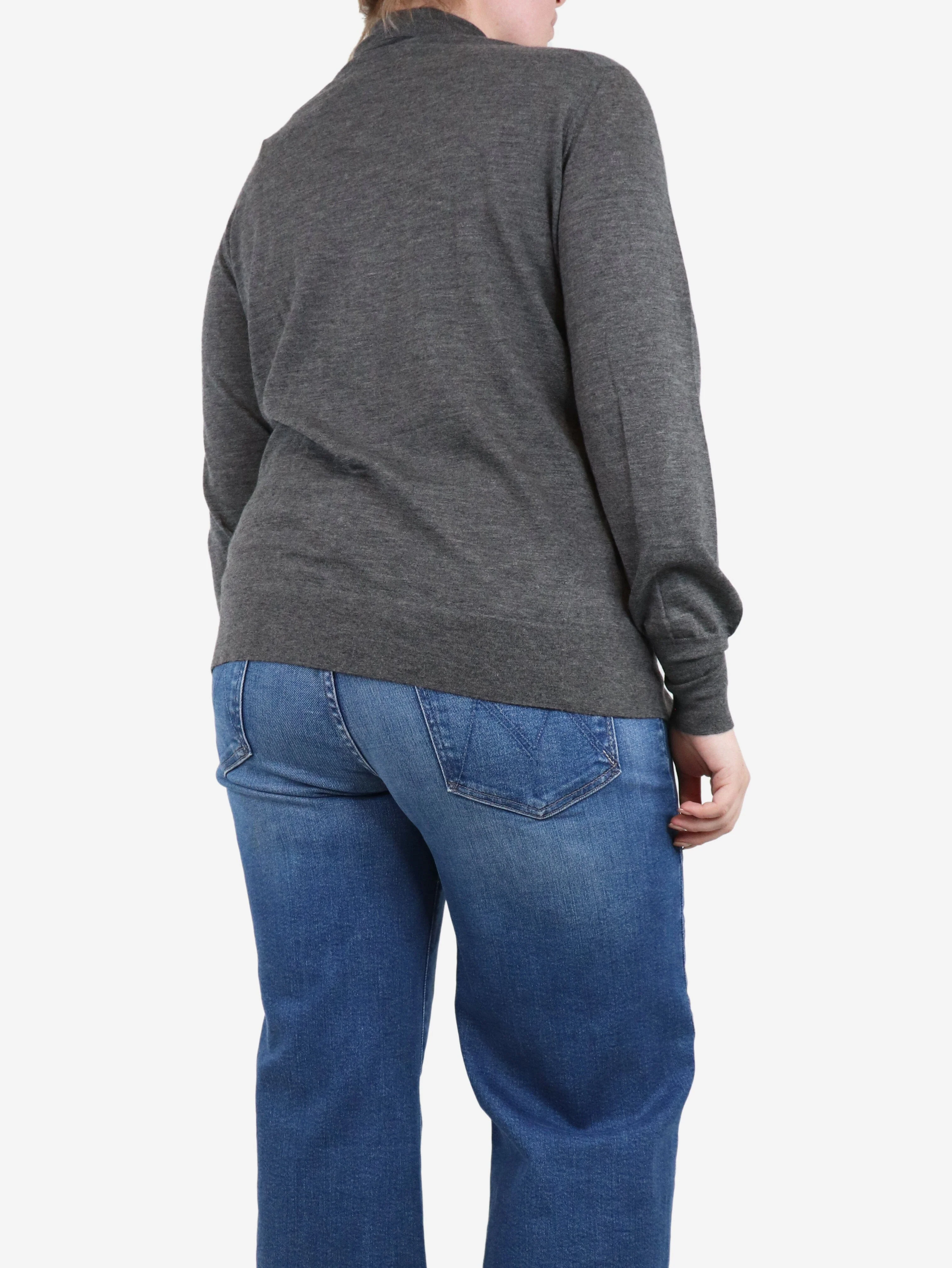 Grey cashmere turtleneck sweater - size UK 12 - Image 2