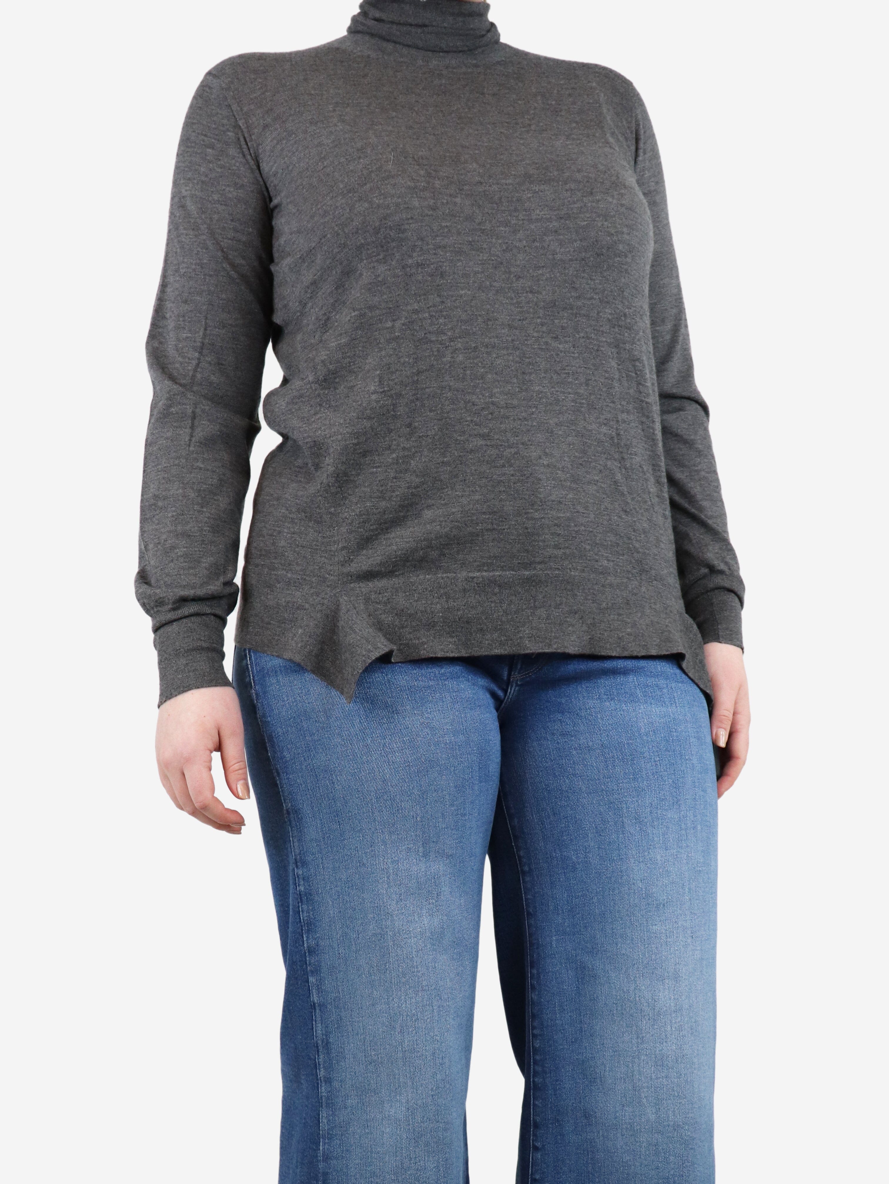 Grey cashmere turtleneck sweater - size UK 12 - Image 3
