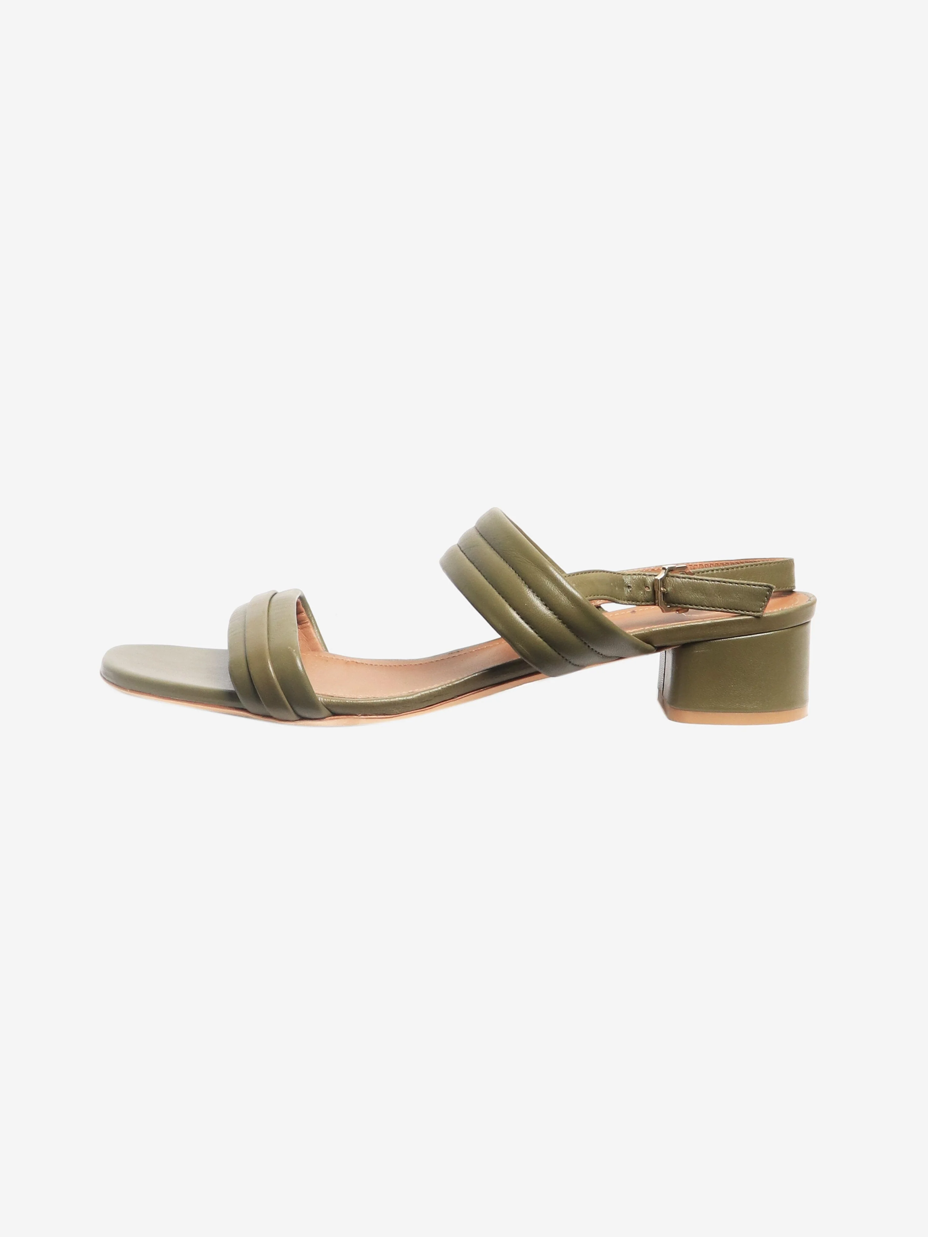Khaki leather sandal heels - size EU 42