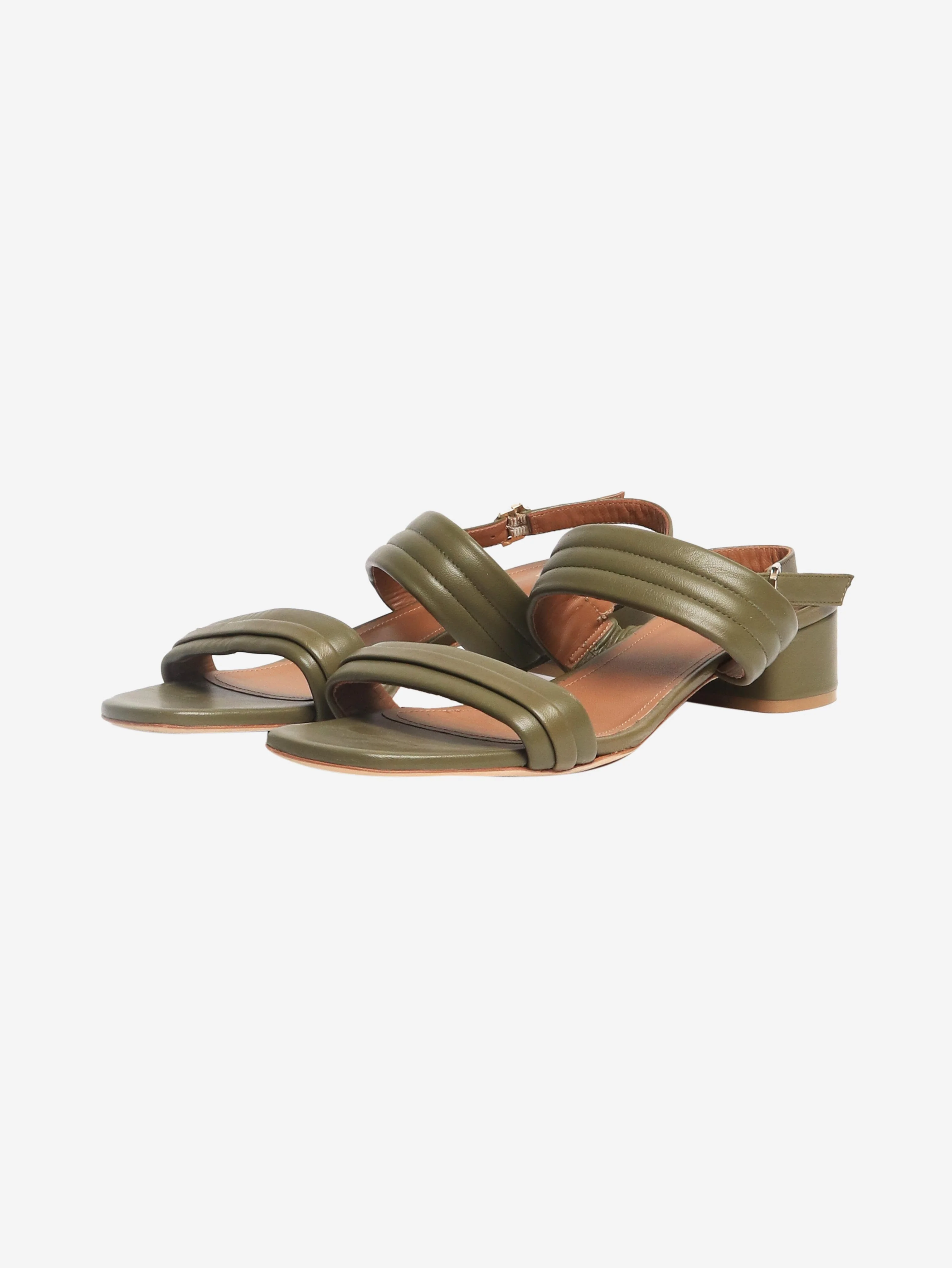 Khaki leather sandal heels - size EU 42 - Image 2