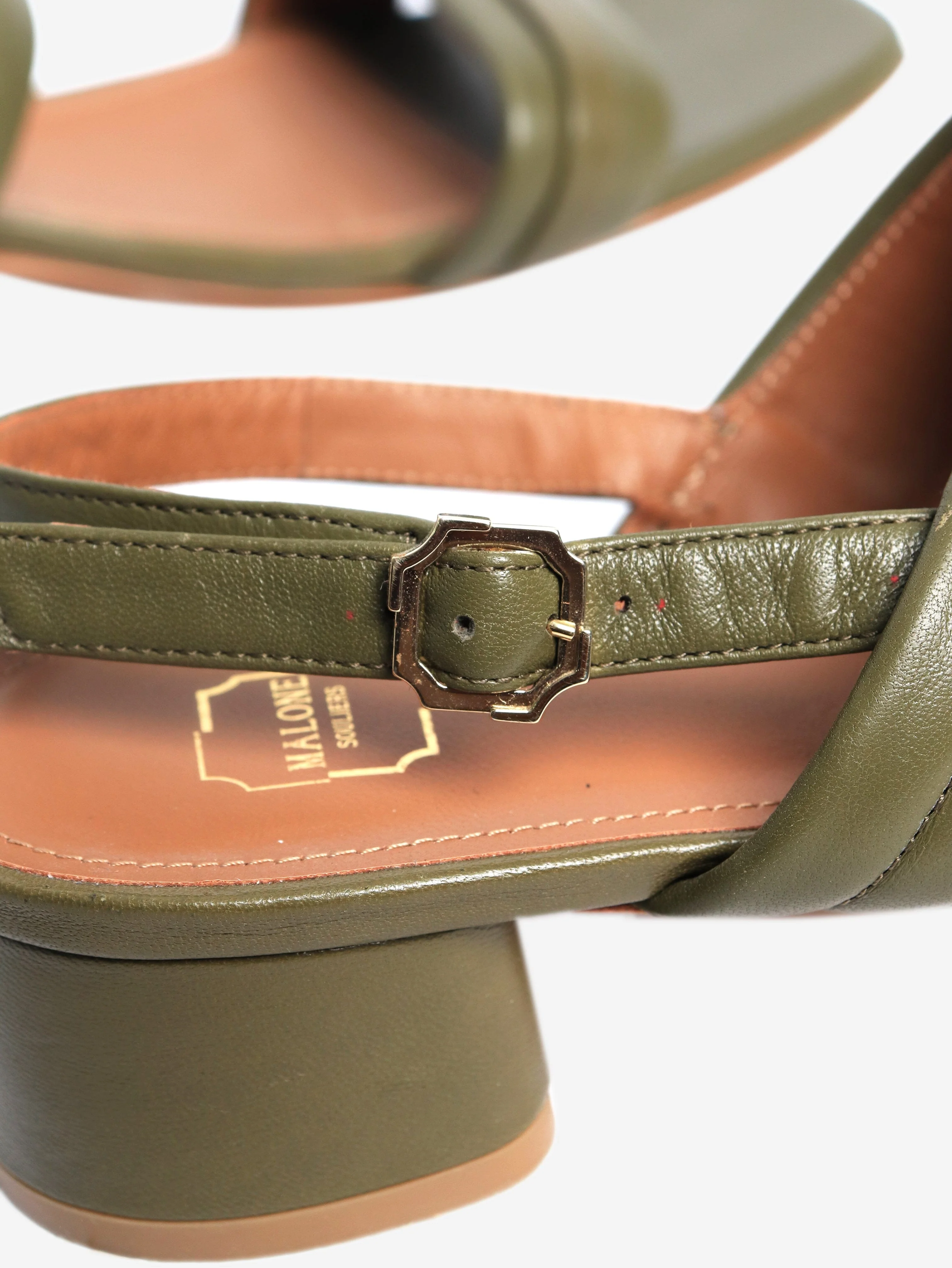 Khaki leather sandal heels - size EU 42 - Image 4