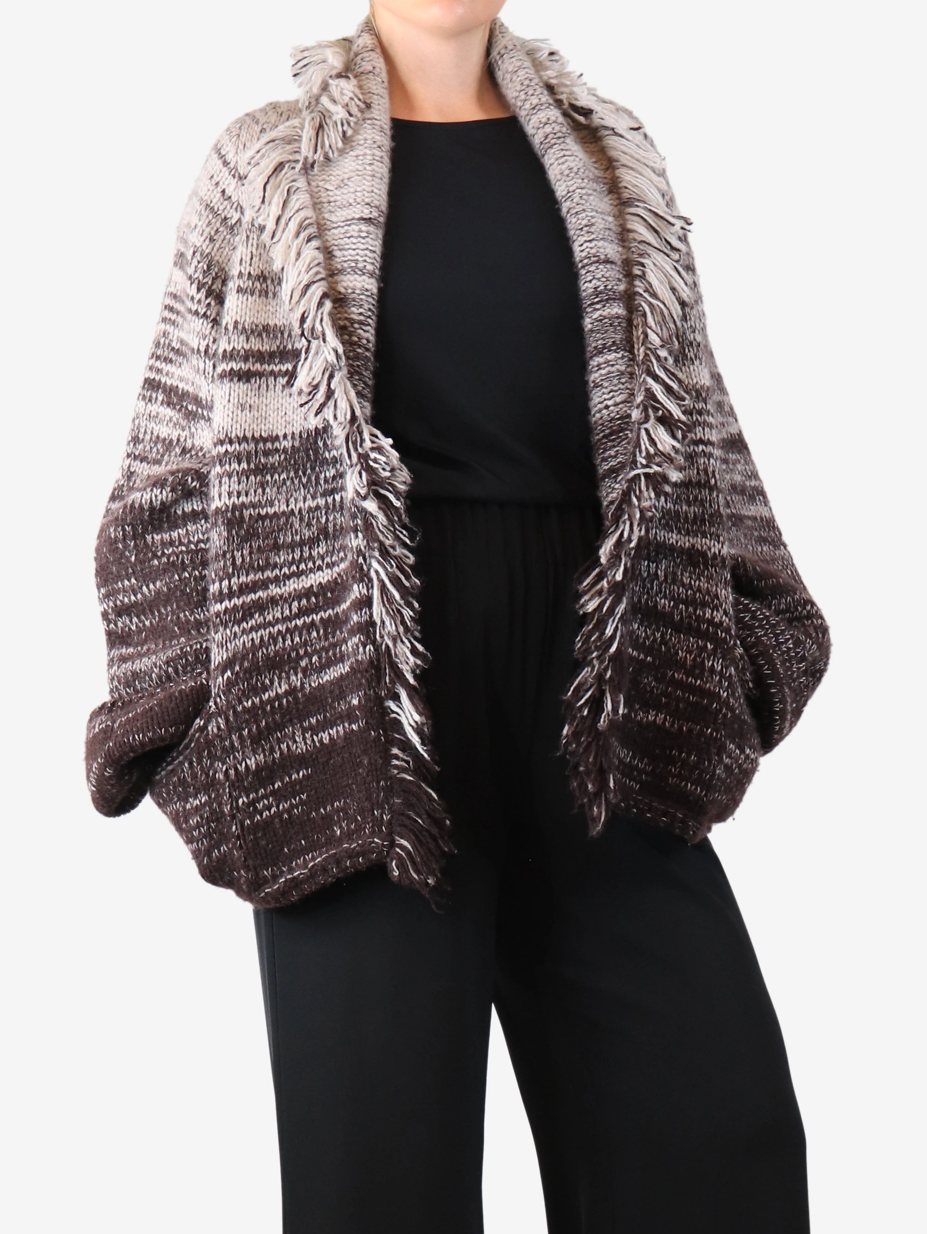 Brown fringed cardigan - size - Image 3