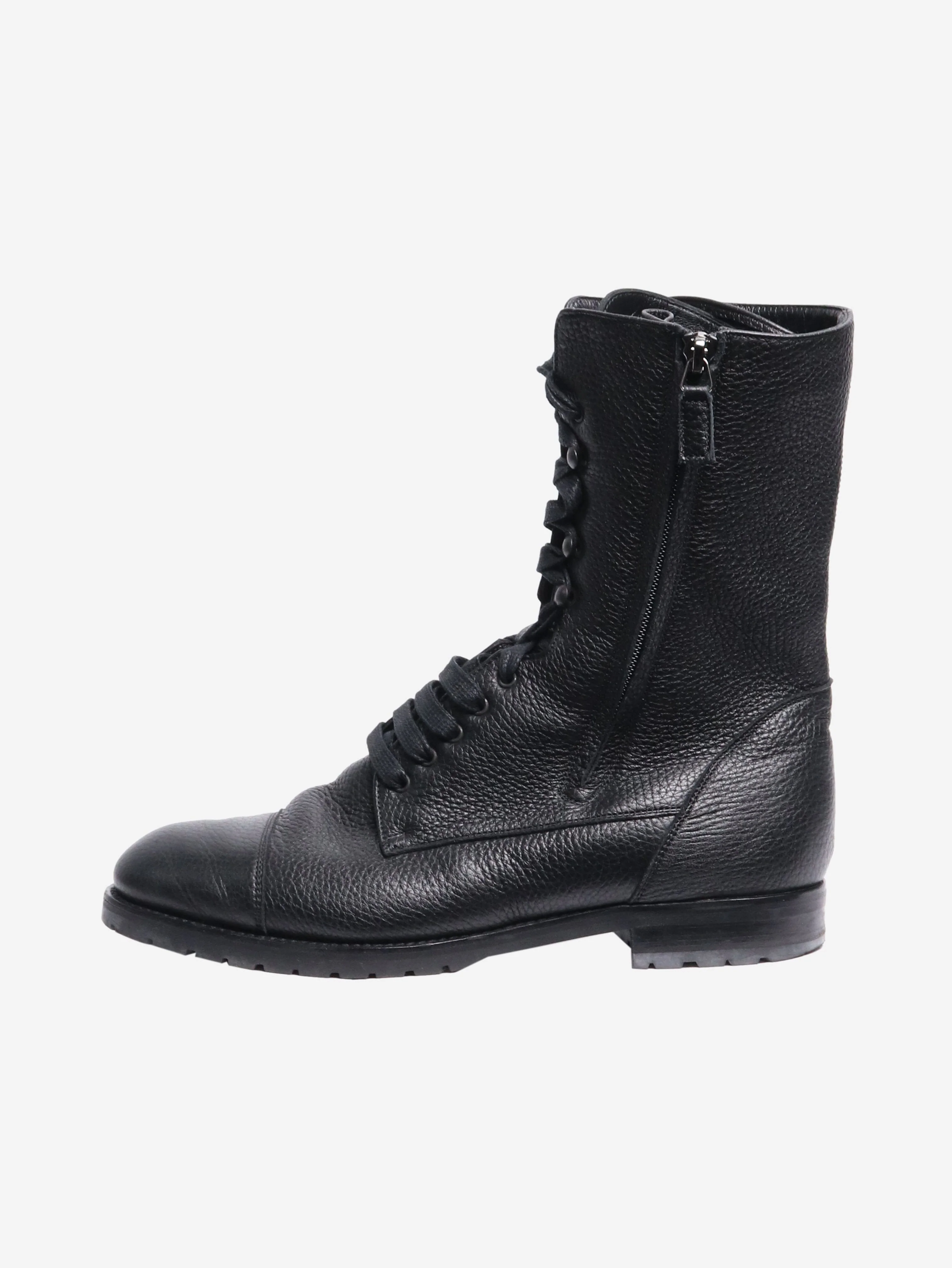 Black tumbled leather ankle boots - size EU 40.5