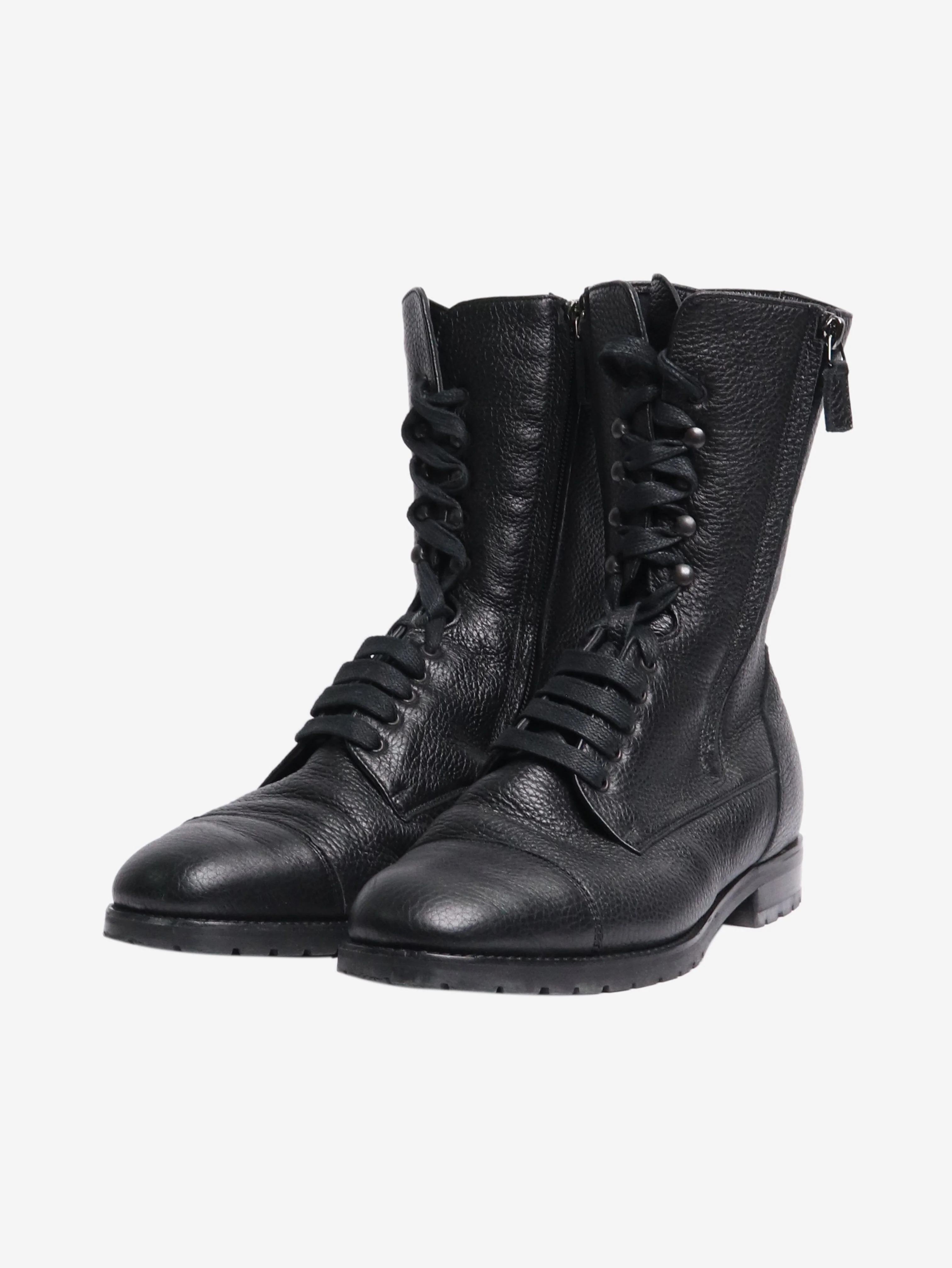 Black tumbled leather ankle boots - size EU 40.5 - Image 2