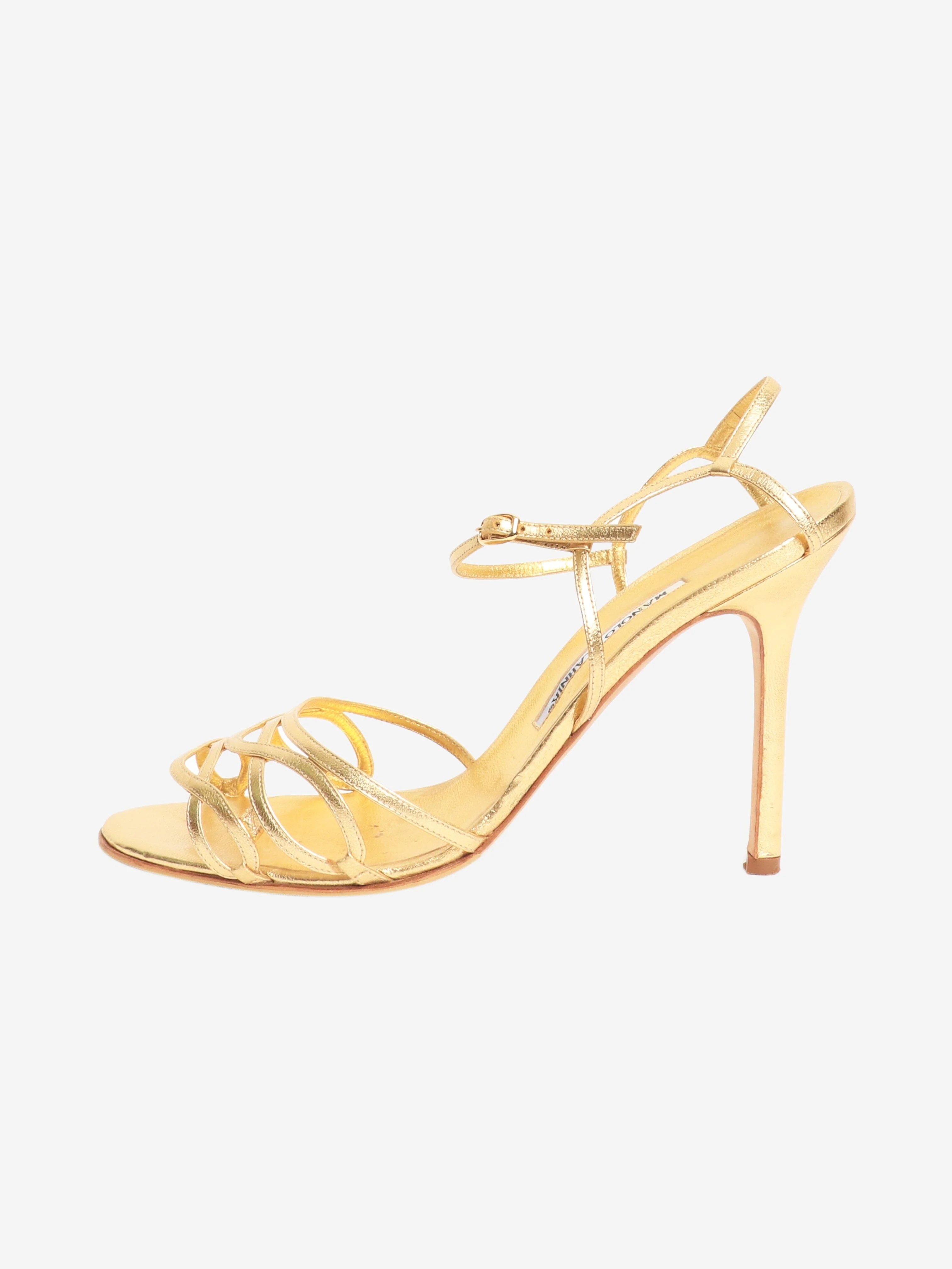 Gold metallic strappy heels - size EU 41