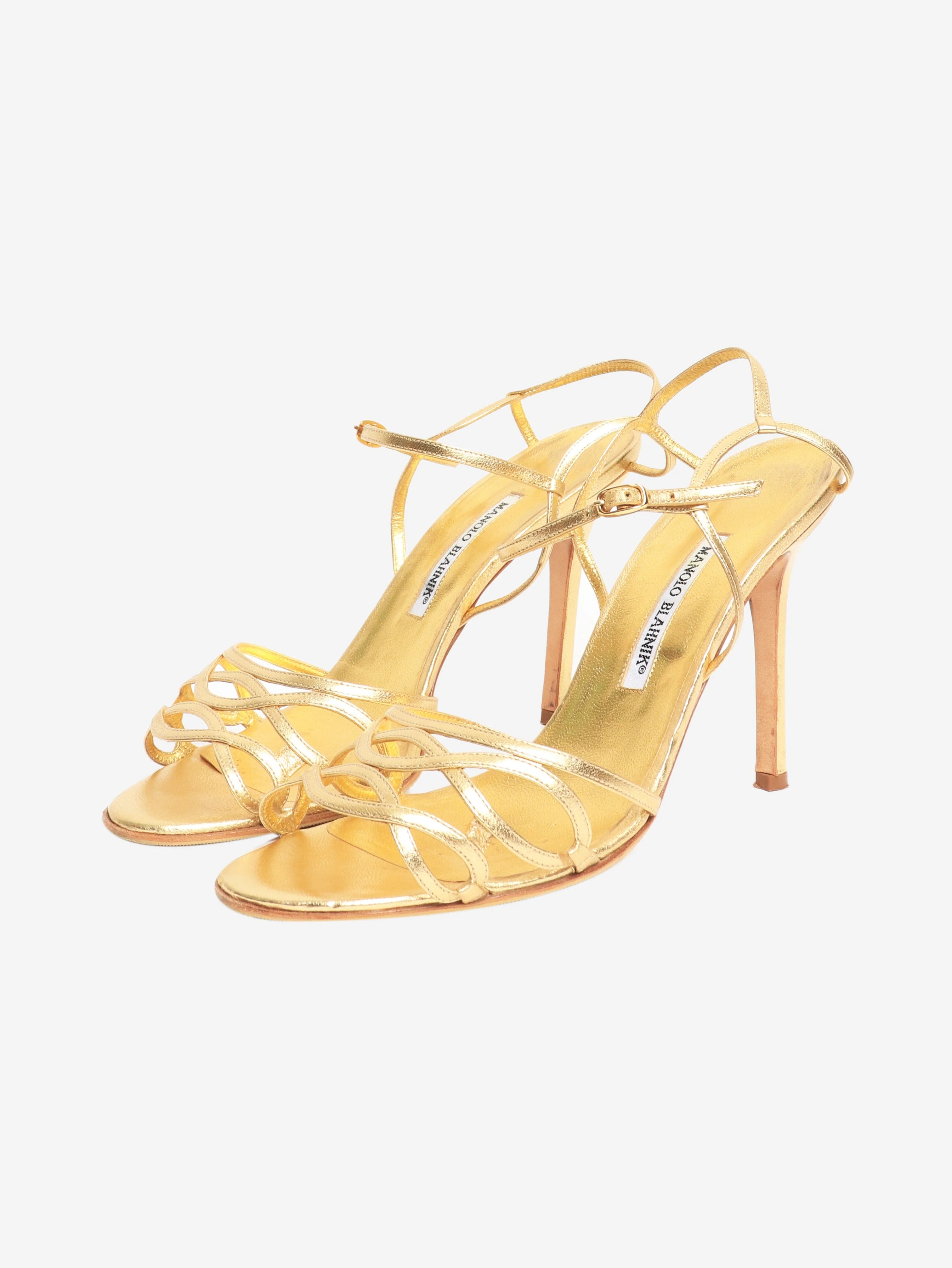Gold metallic strappy heels - size EU 41 - Image 2