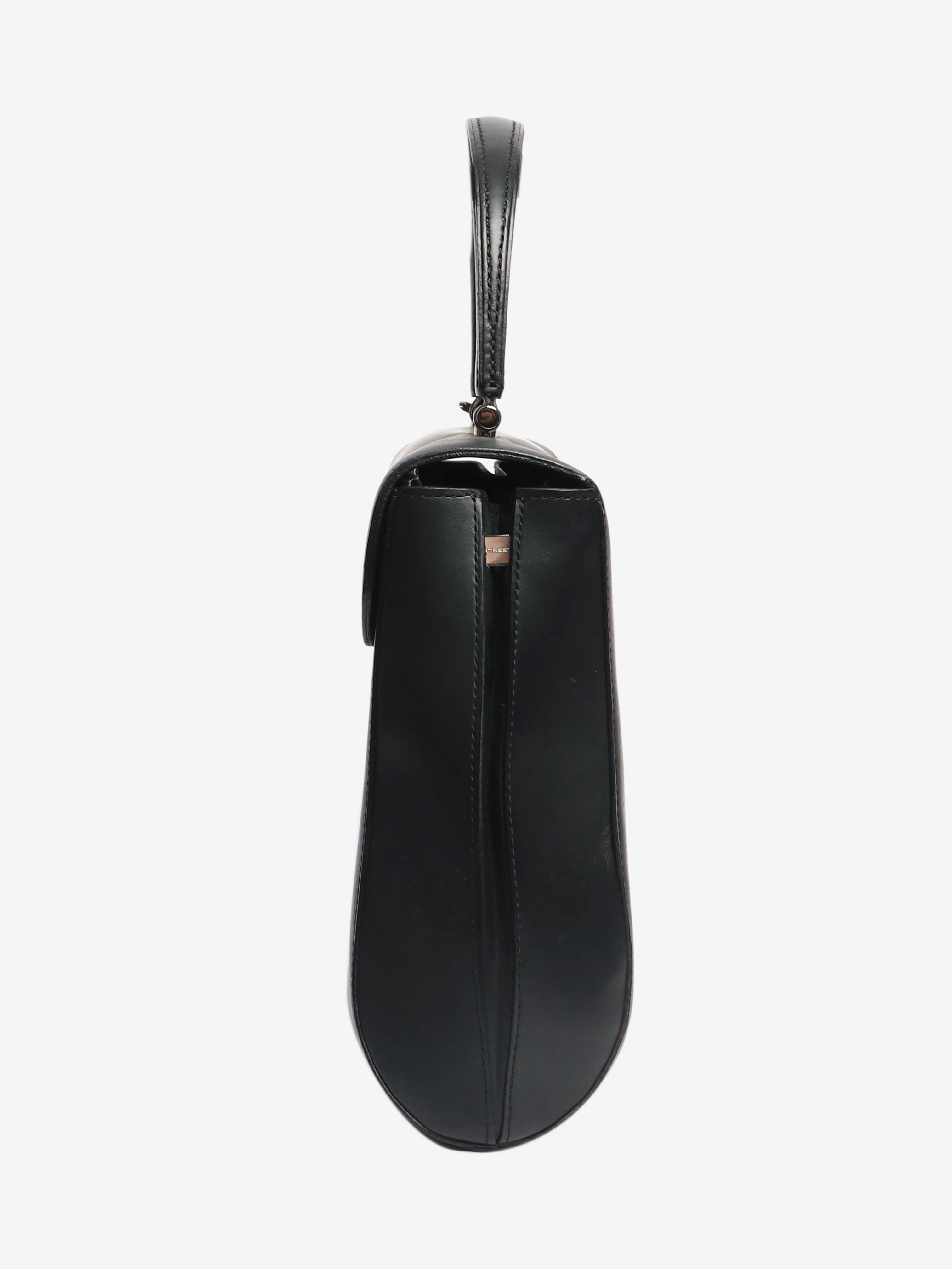Black leather top handle bag - Image 2