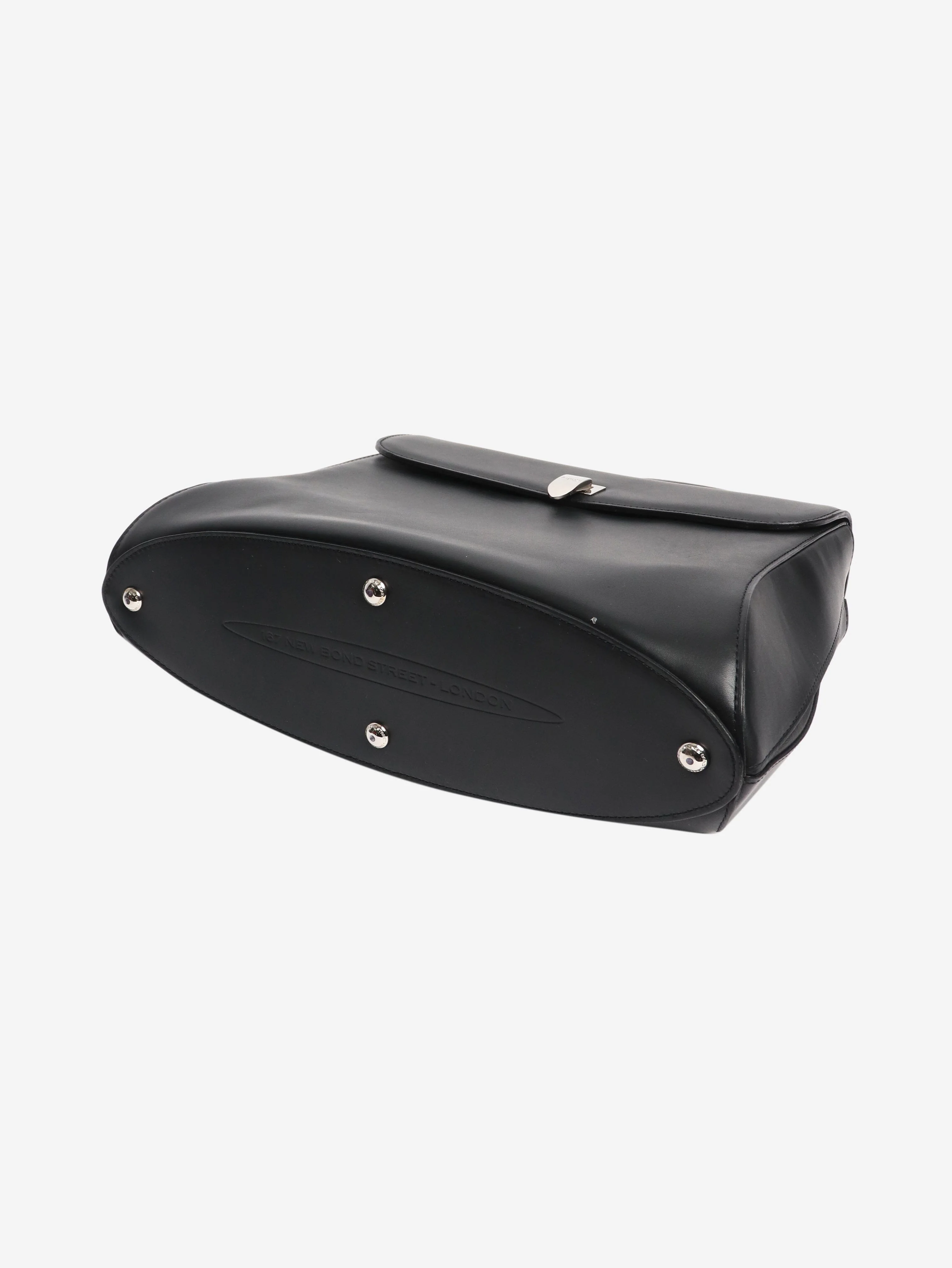 Black leather top handle bag - Image 4