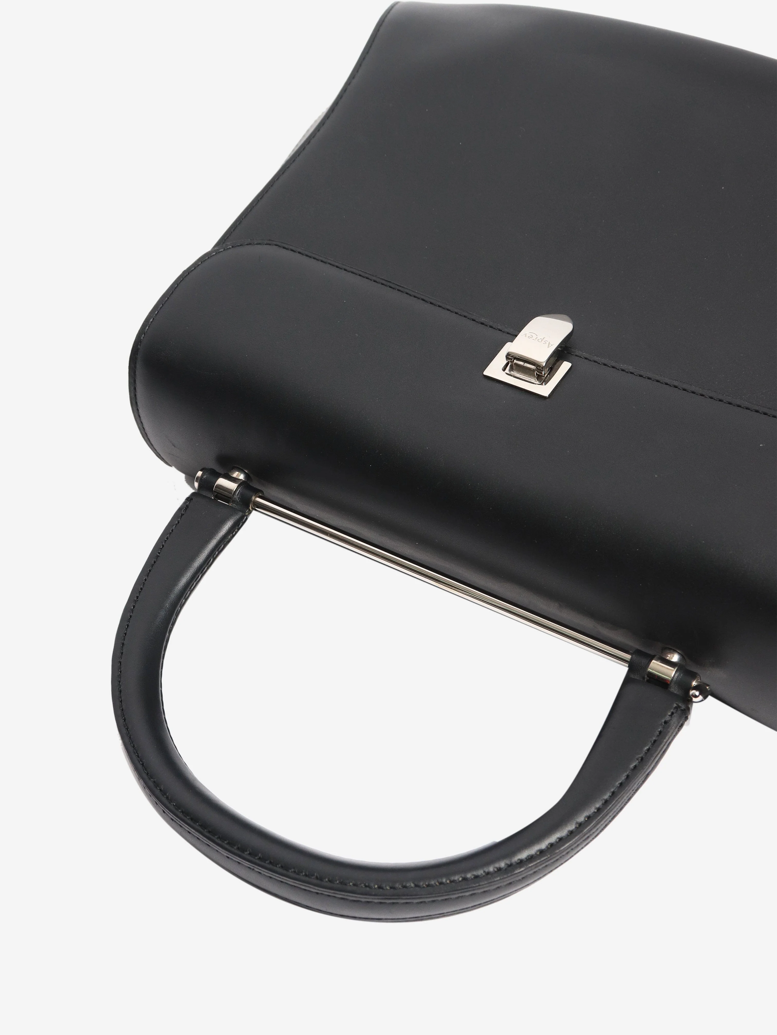 Black leather top handle bag - Image 6