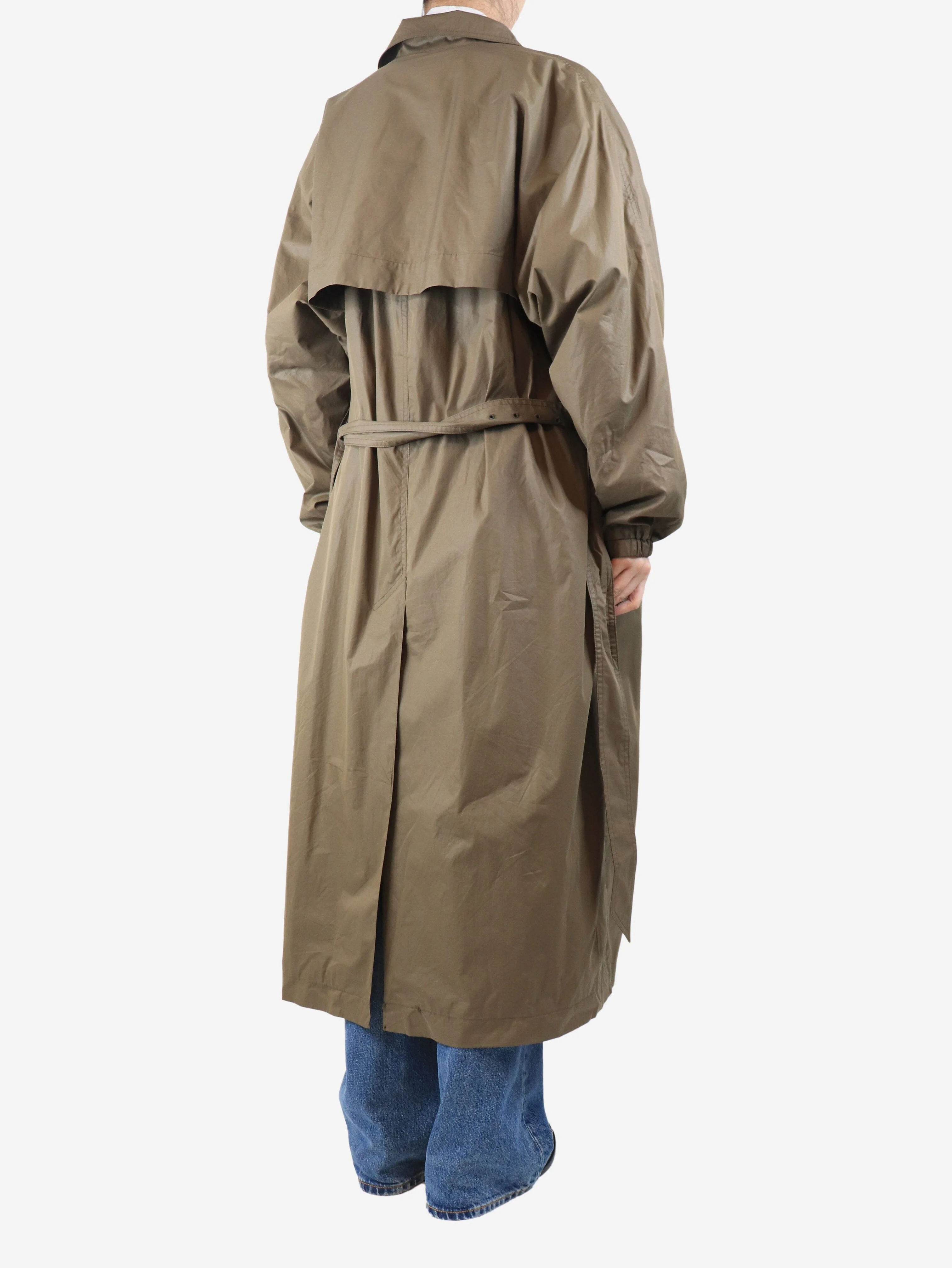 Khaki belted trench coat - size UK 12 - Image 2