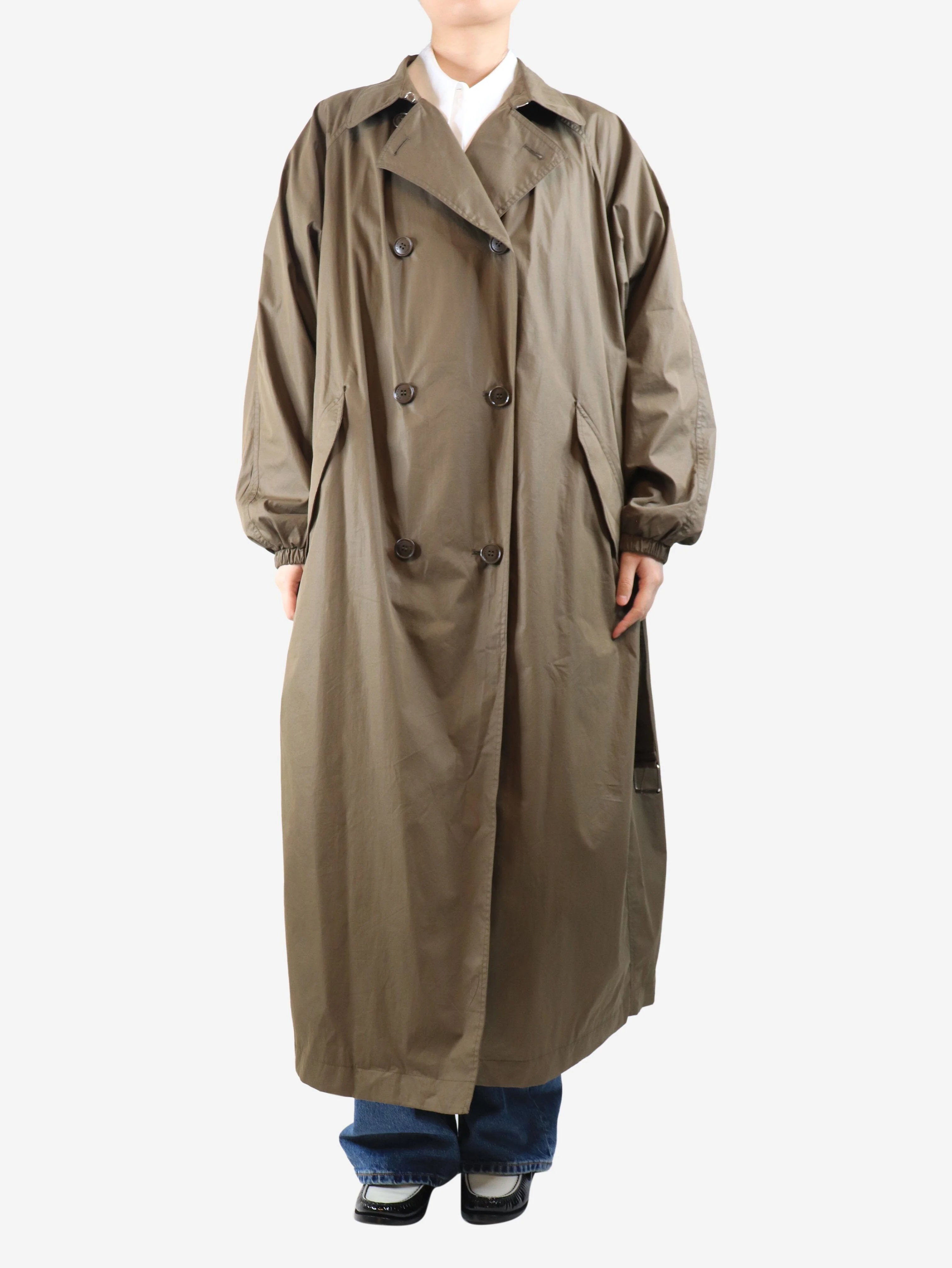 Khaki belted trench coat - size UK 12 - Image 3