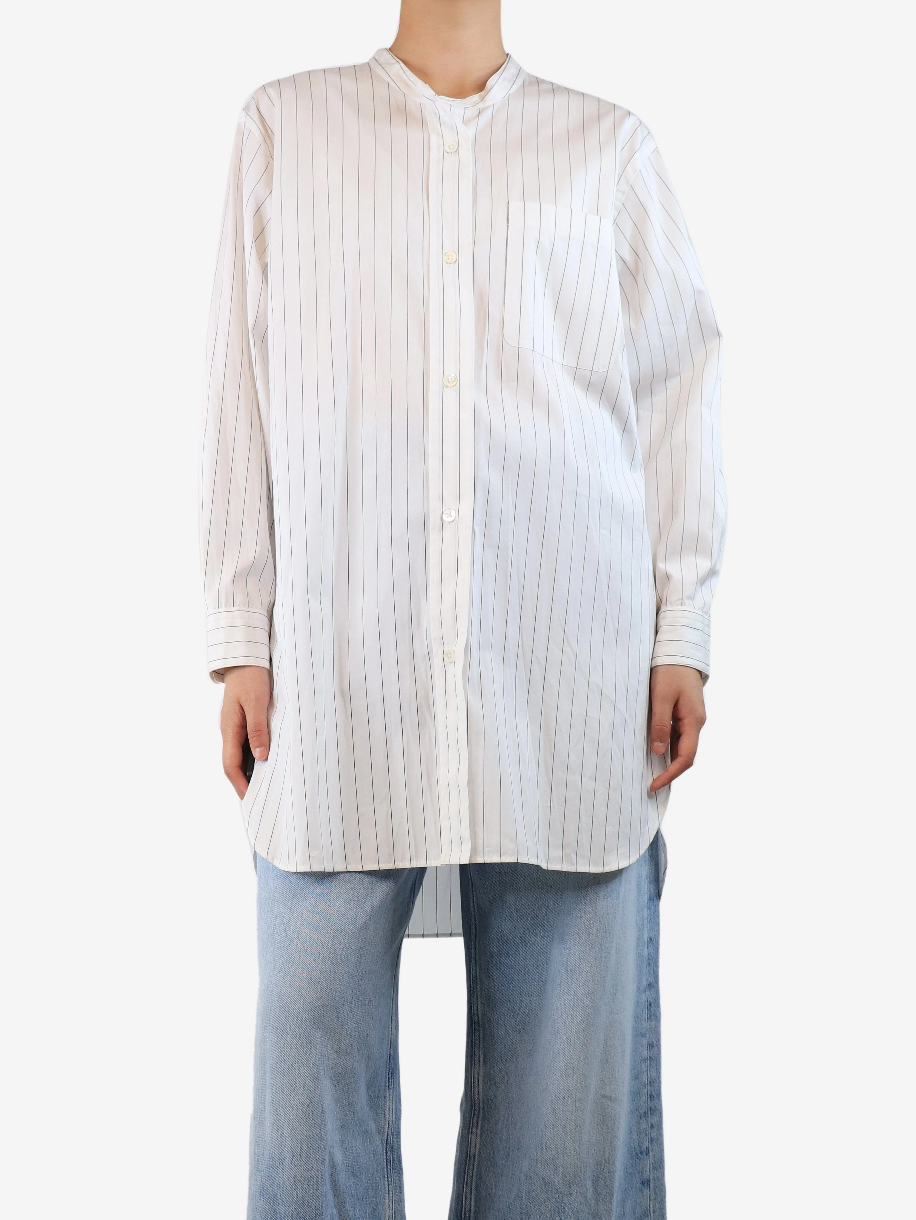 White striped long shirt - size UK 10 - Image 3