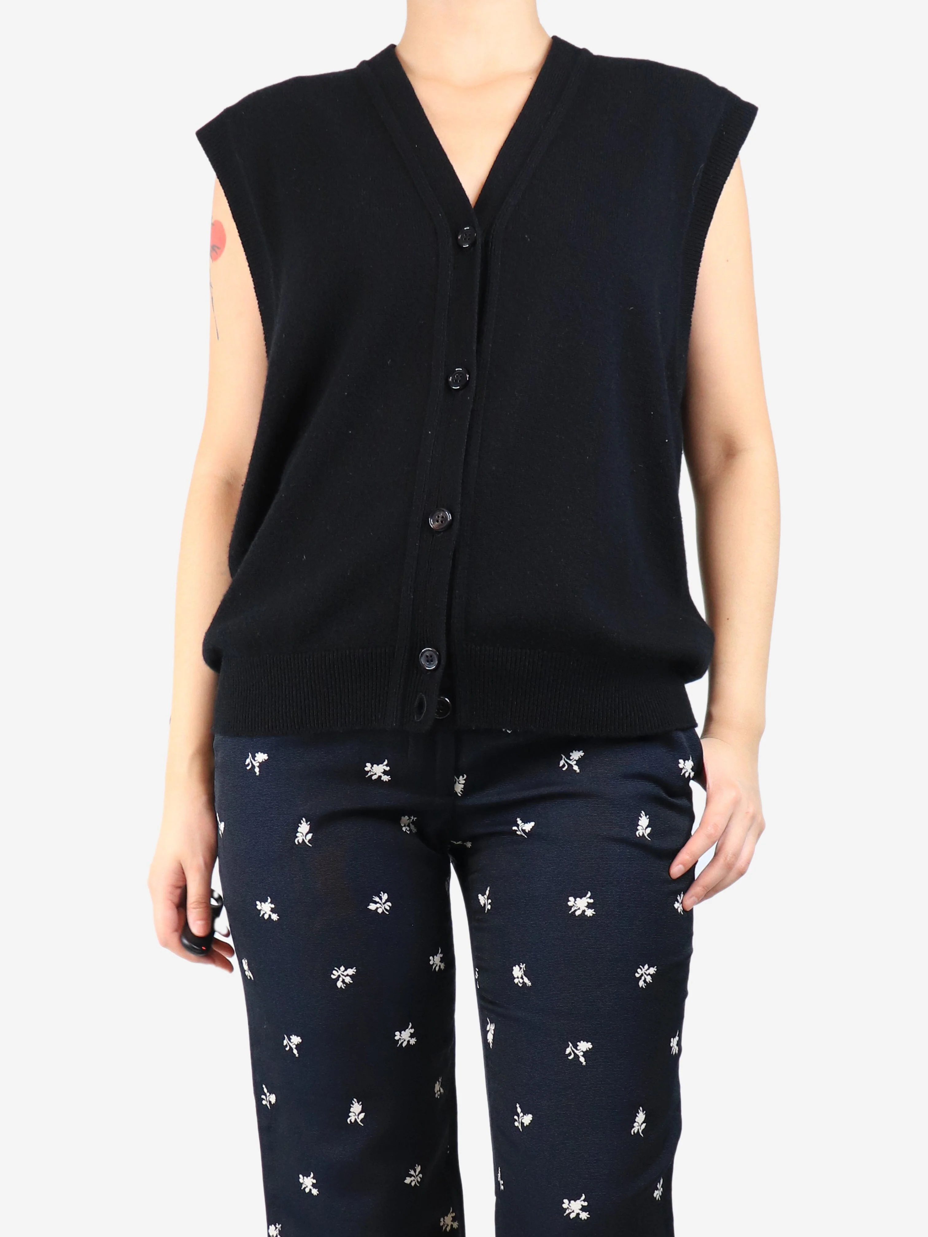 Black sleeveless pocket cardigan - size UK 12 - Image 3