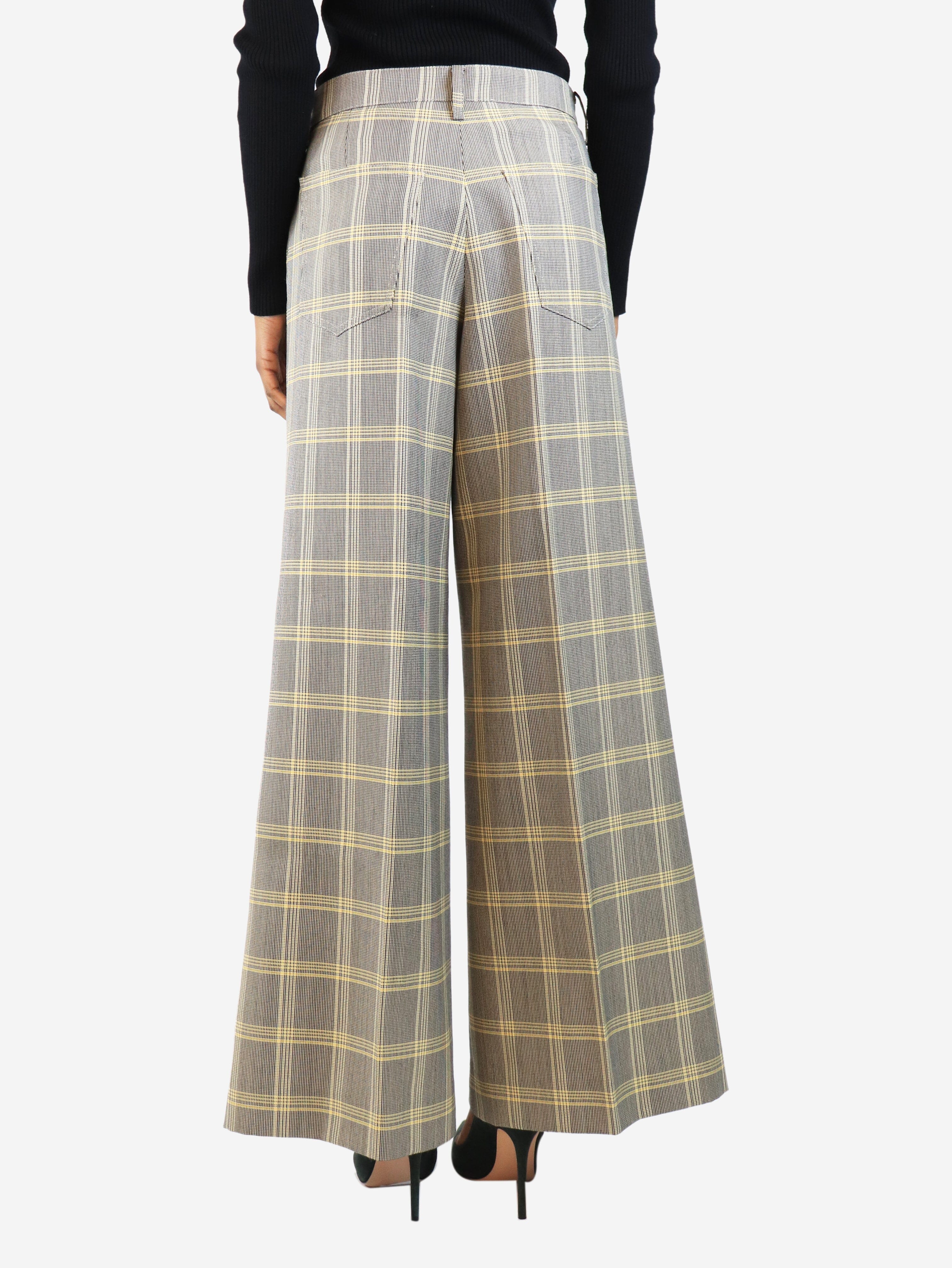 Black and yellow check wool-blend trousers - size UK 6 - Image 3