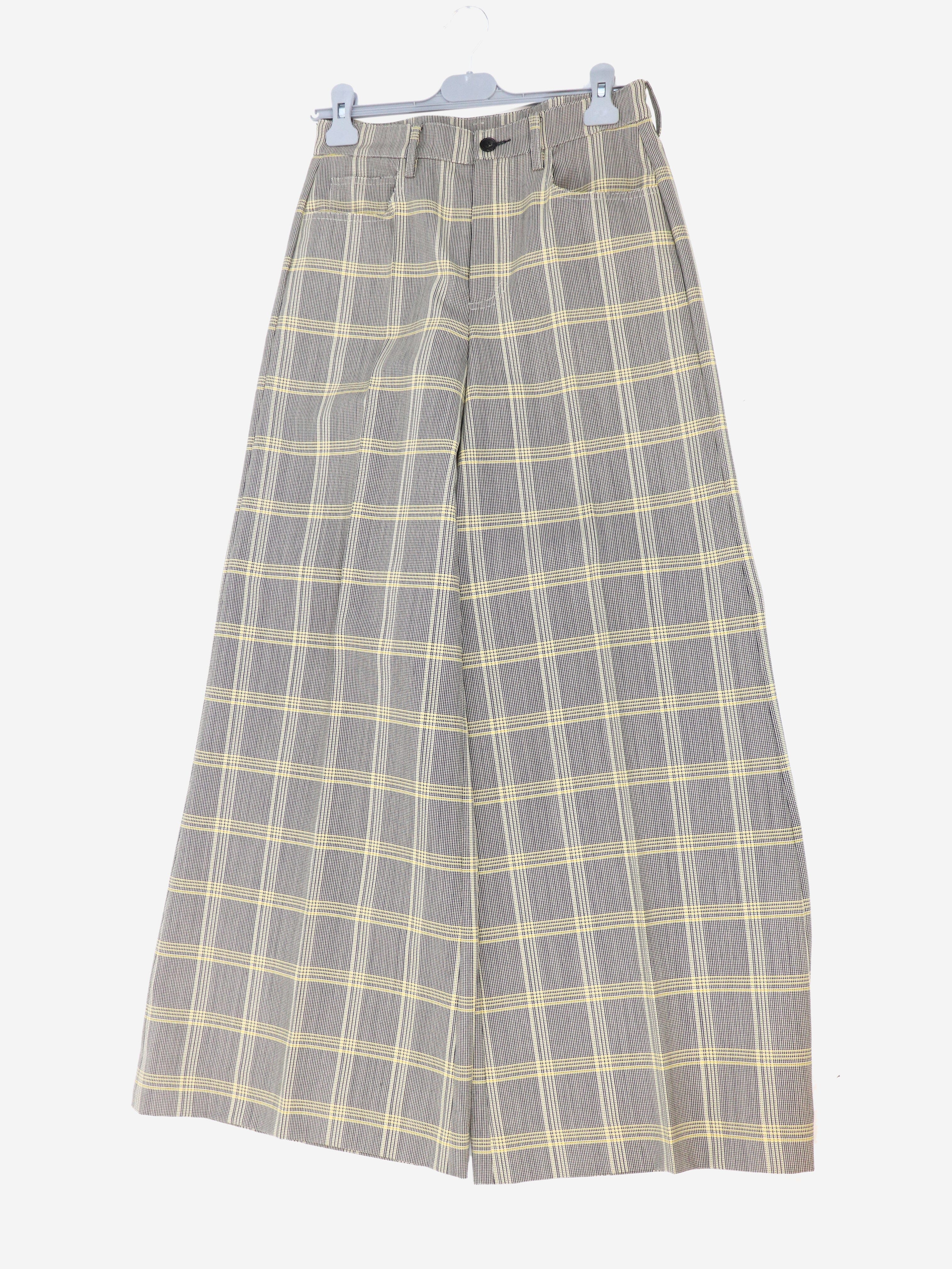 Black and yellow check wool-blend trousers - size UK 6 - Image 4