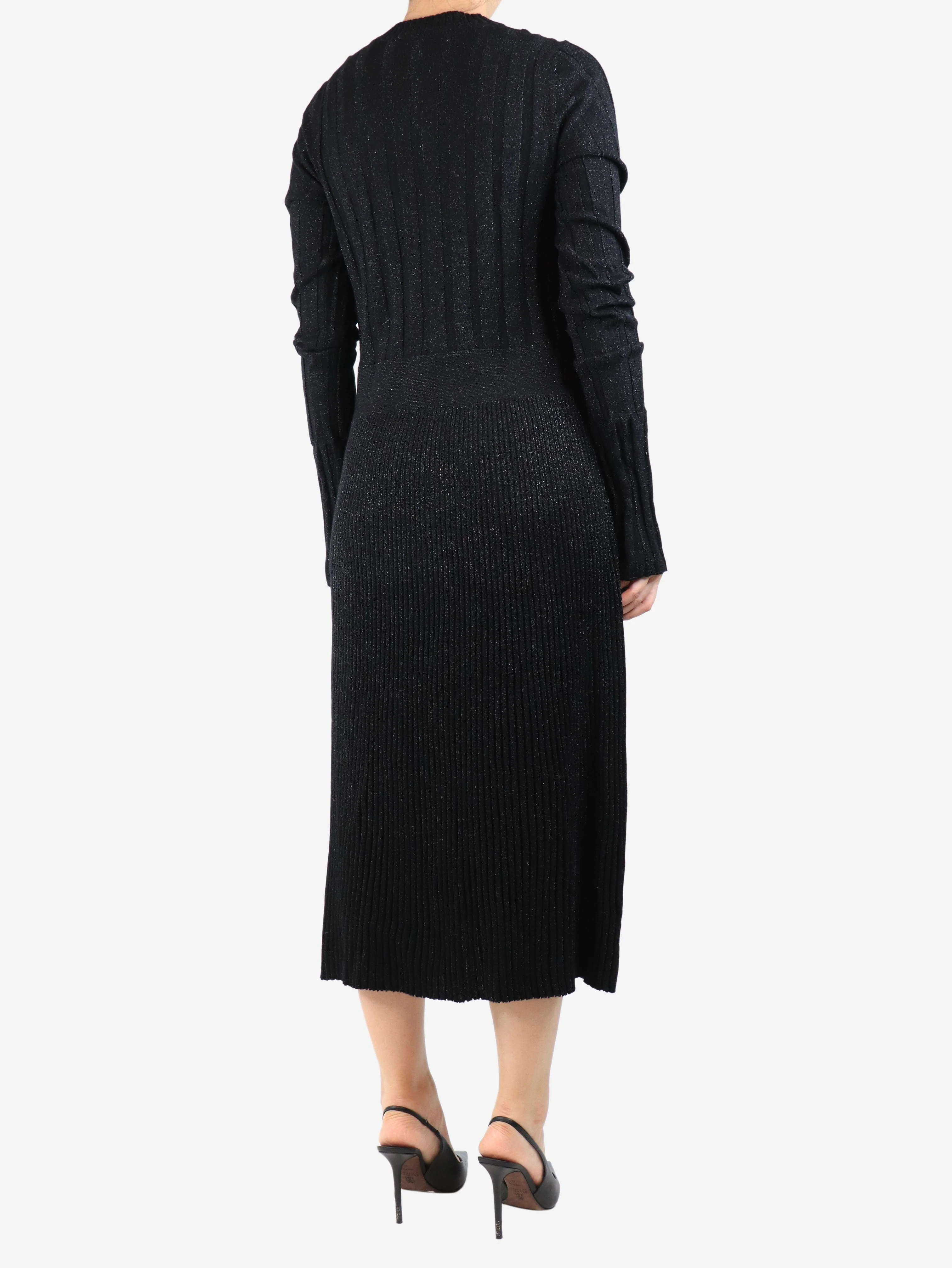 Black lurex ribbed midi dress - size UK 10 - Image 2