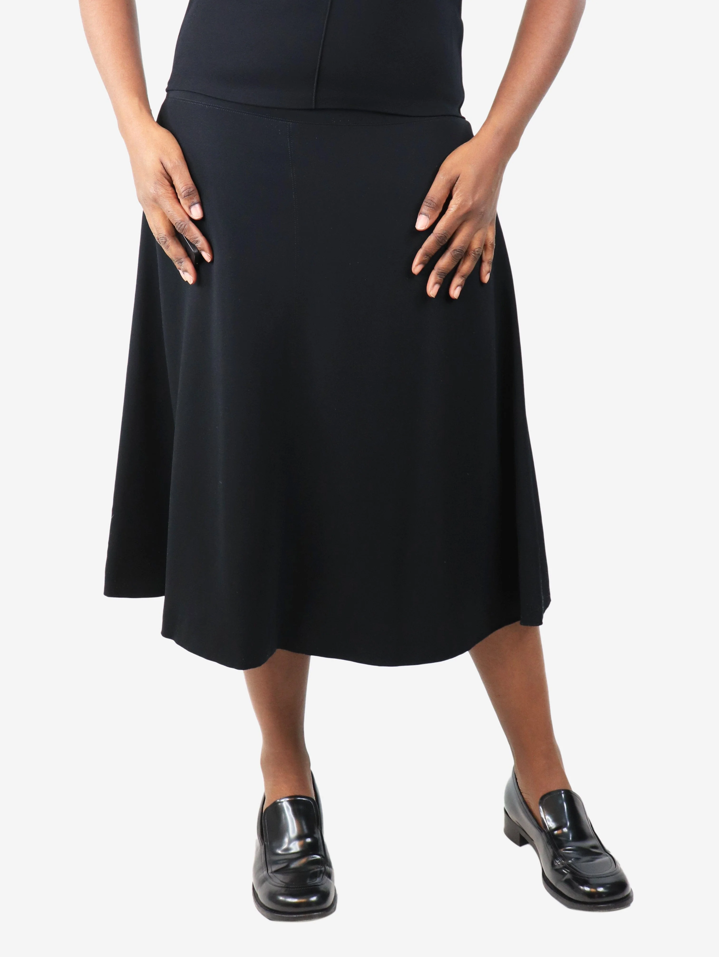 Black panelled midi skirt - size UK 10
