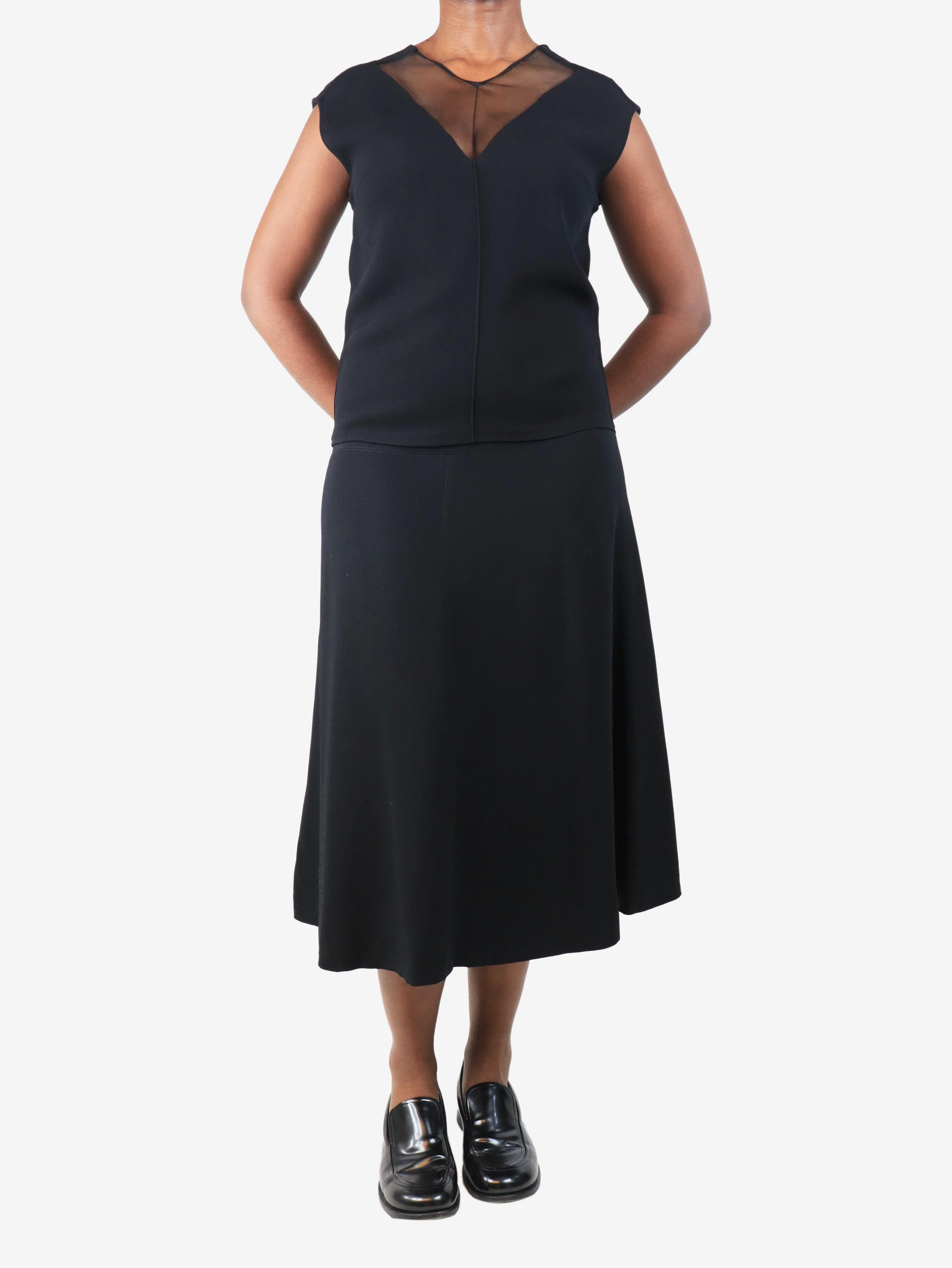 Black panelled midi skirt - size UK 10 - Image 2