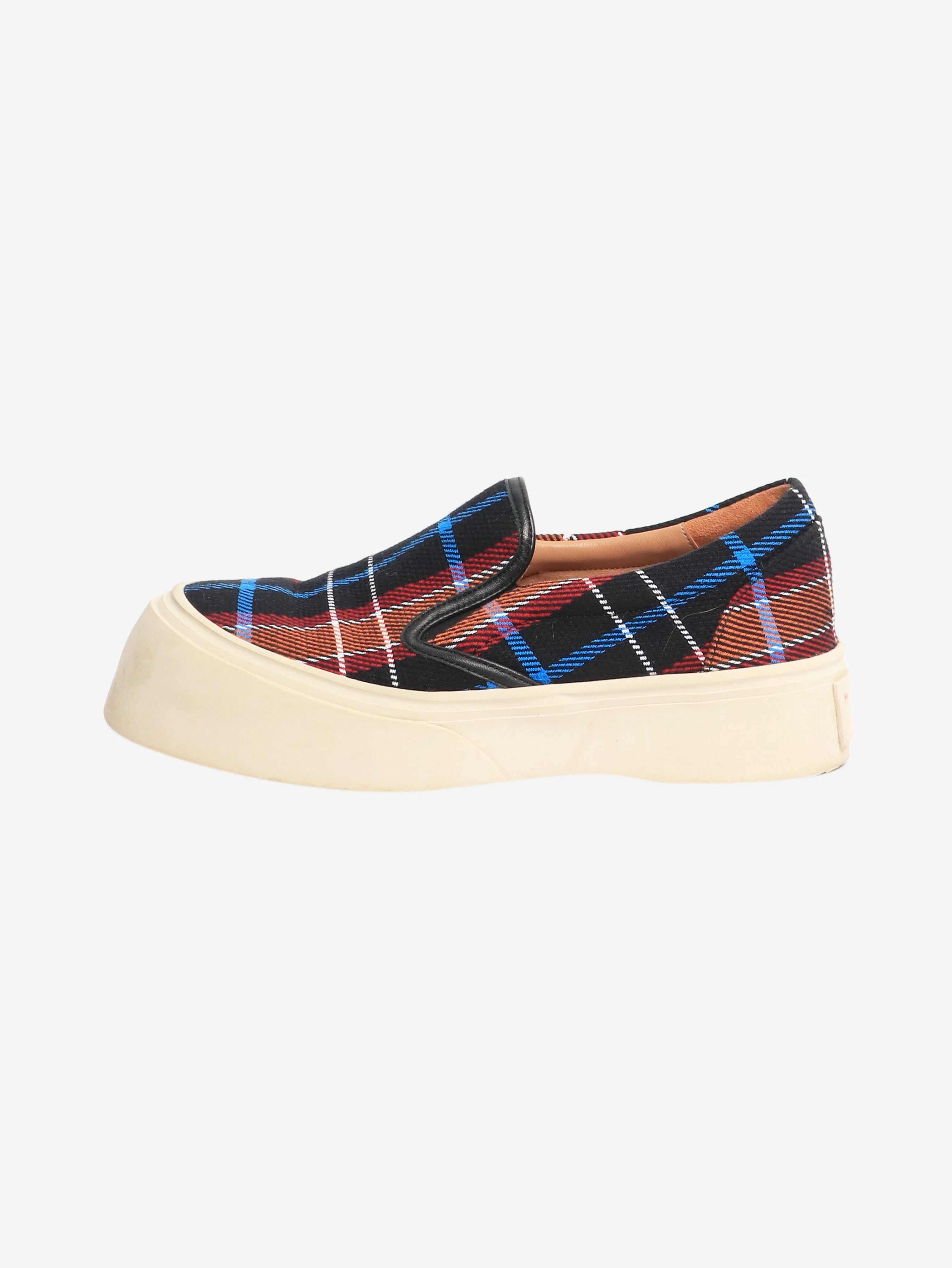 Black plaid slip-on shoes - size EU 40