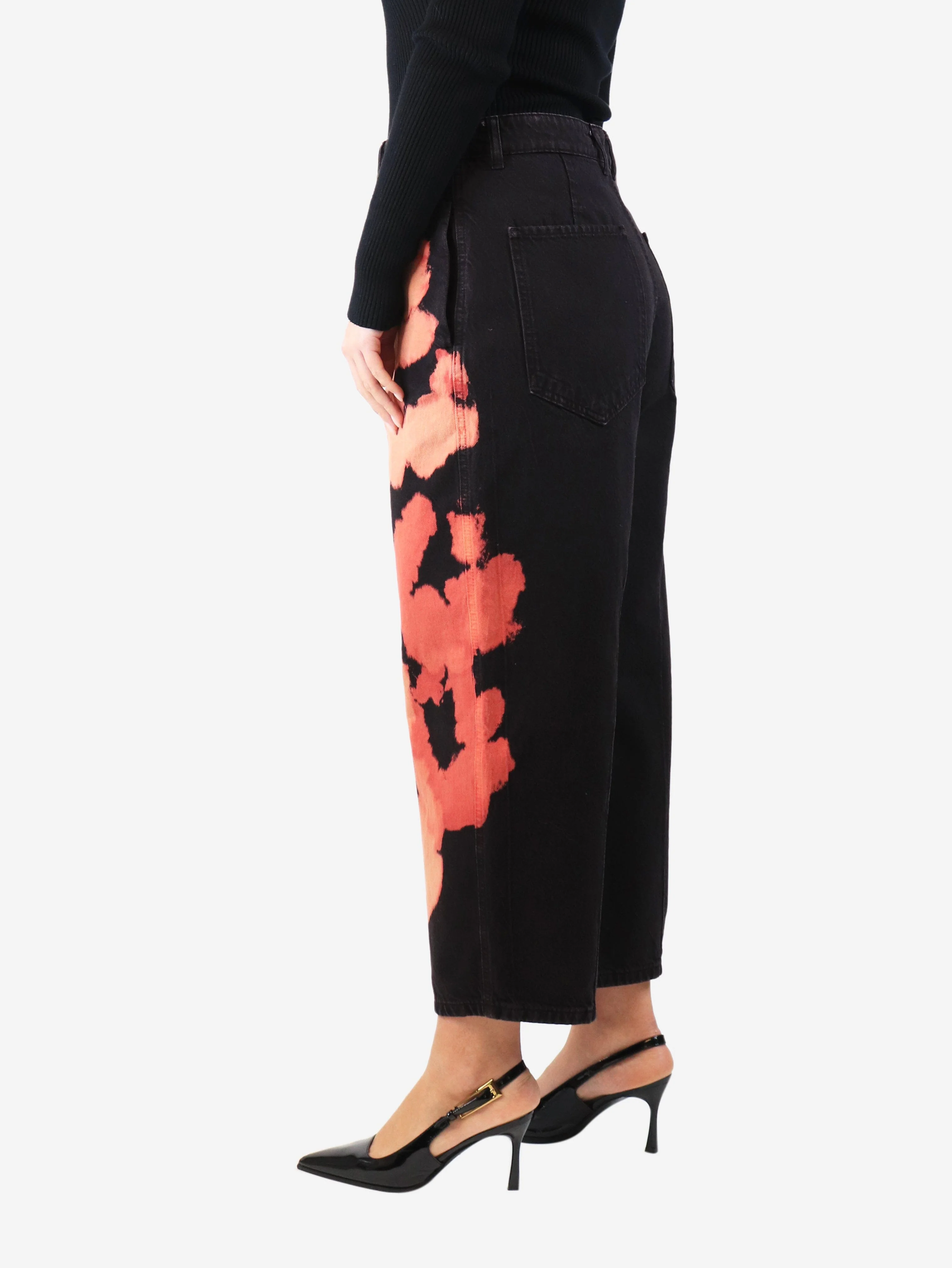 Black tie-dye jeans - size UK 10 - Image 2