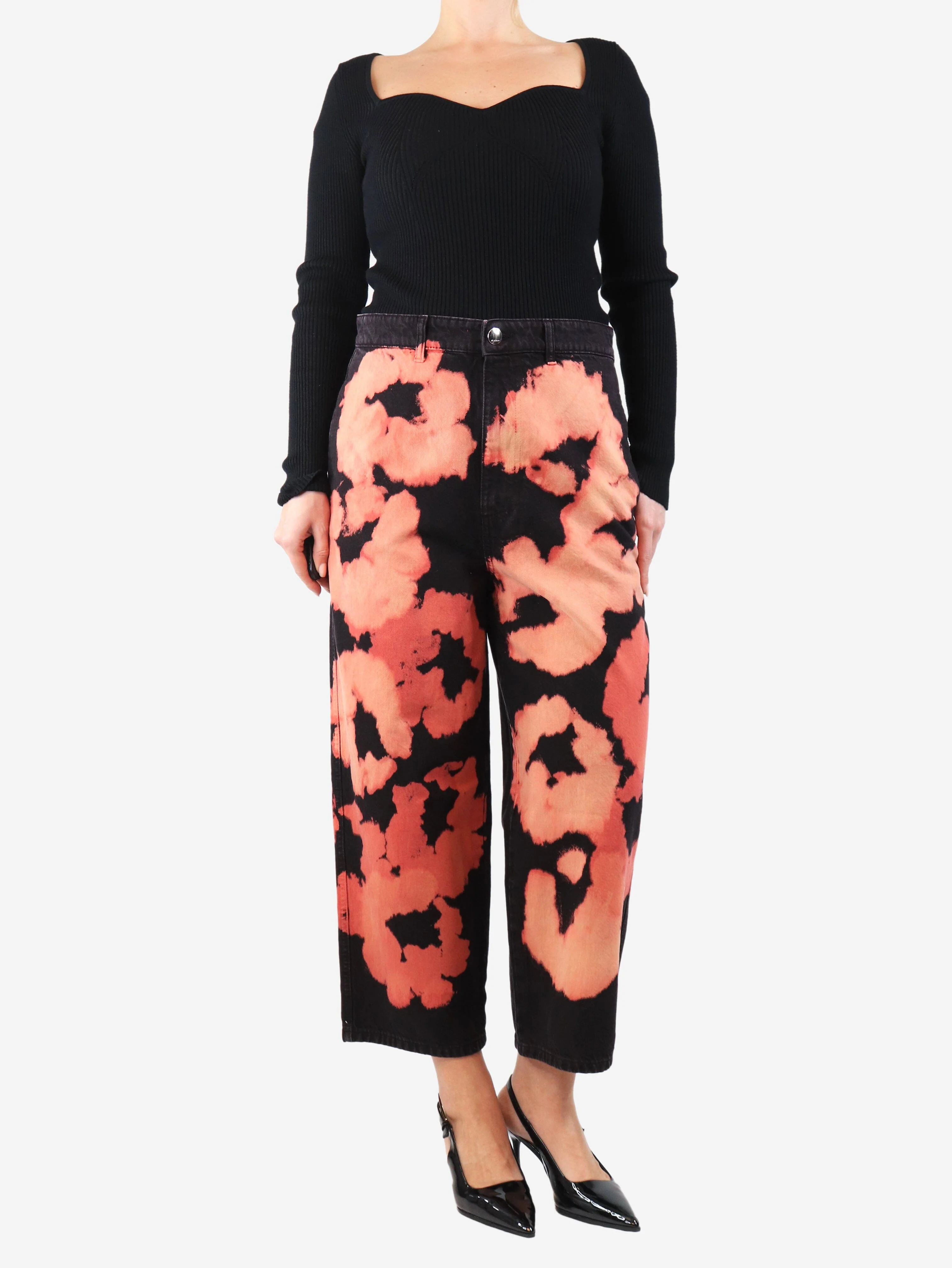 Black tie-dye jeans - size UK 10 - Image 3
