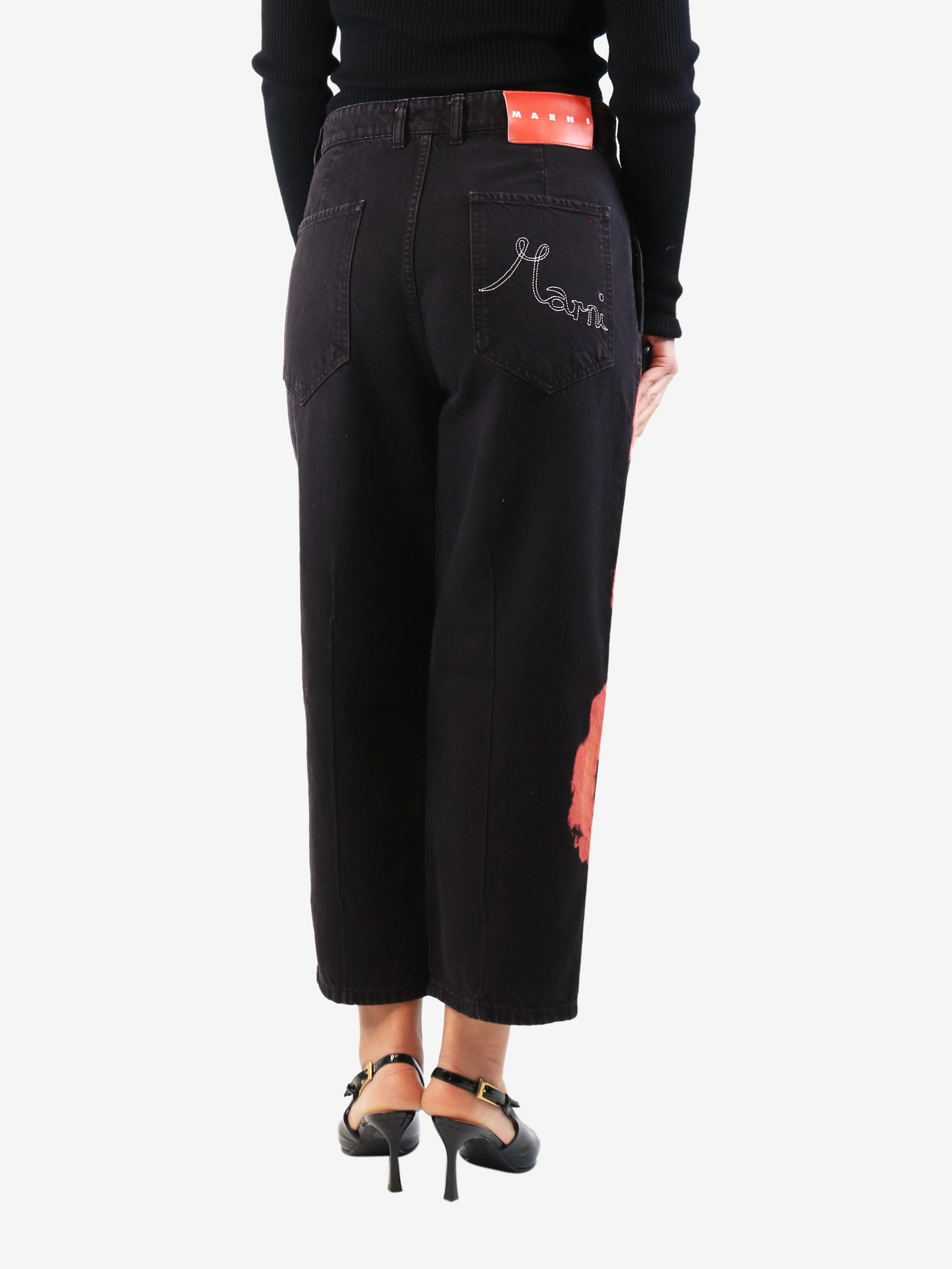 Black tie-dye jeans - size UK 10 - Image 4