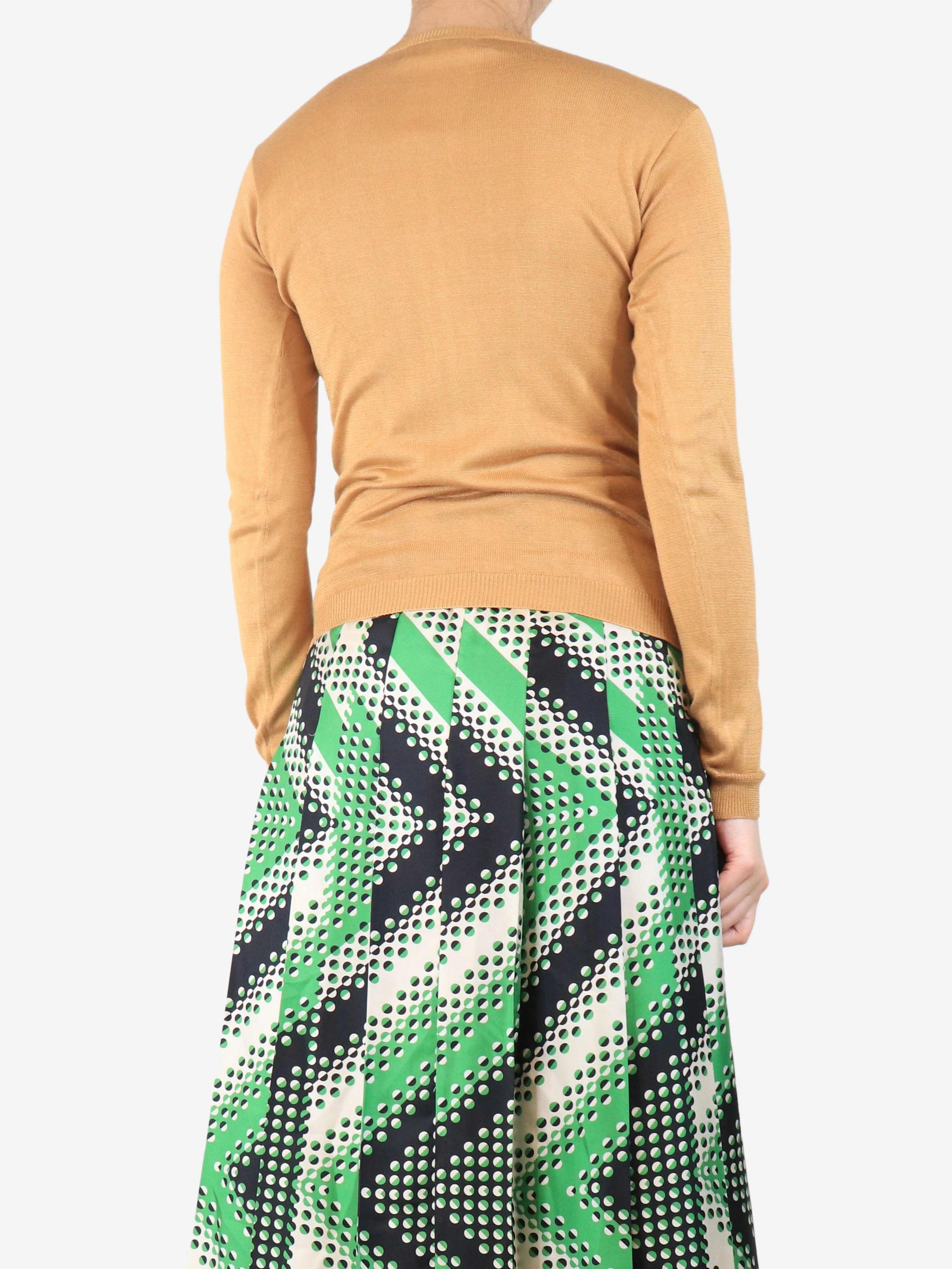 Brown silk knit top - size UK 8 - Image 2