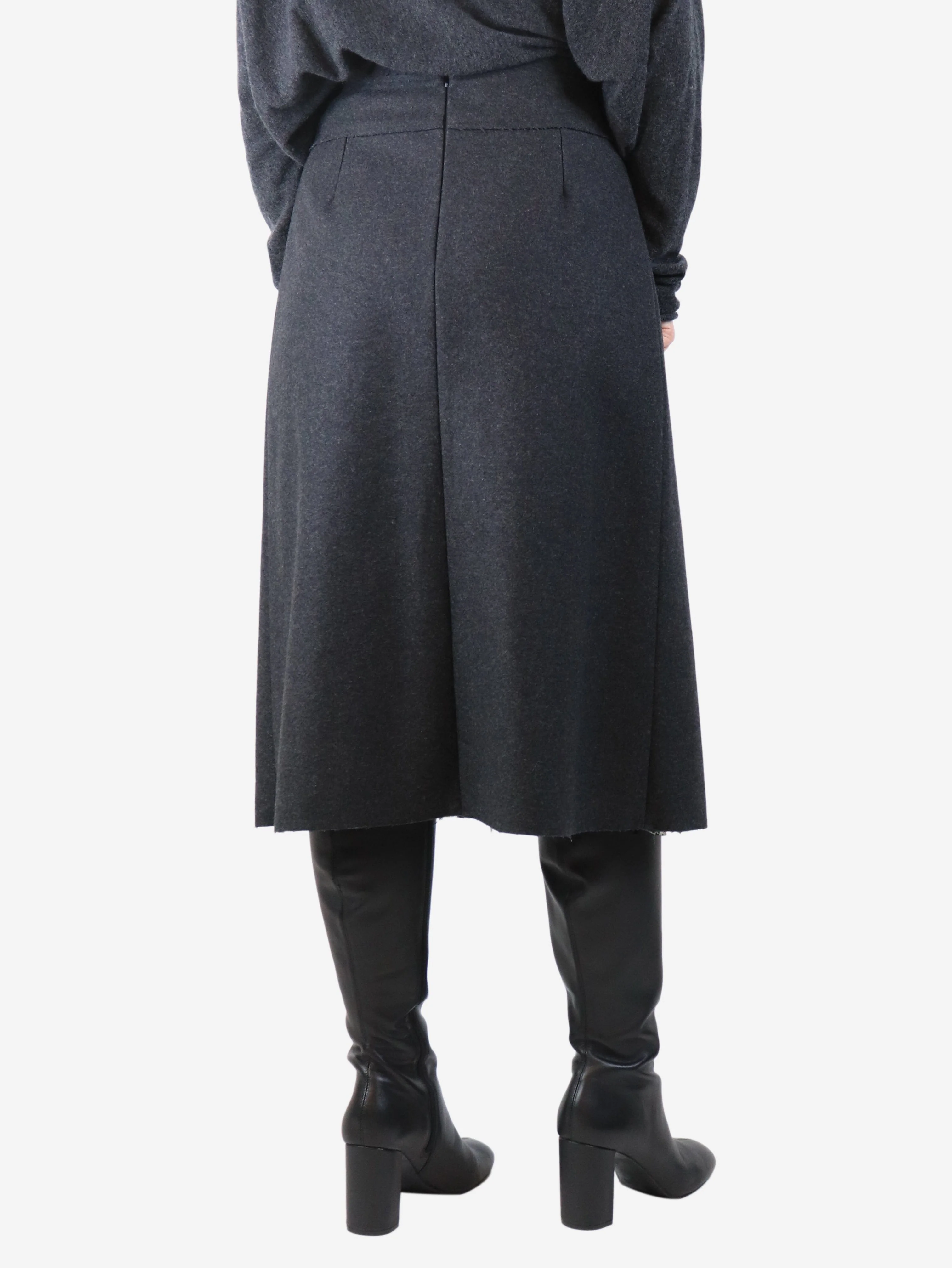 Dark grey wool and silk-blend midi skirt - size UK 10 - Image 3