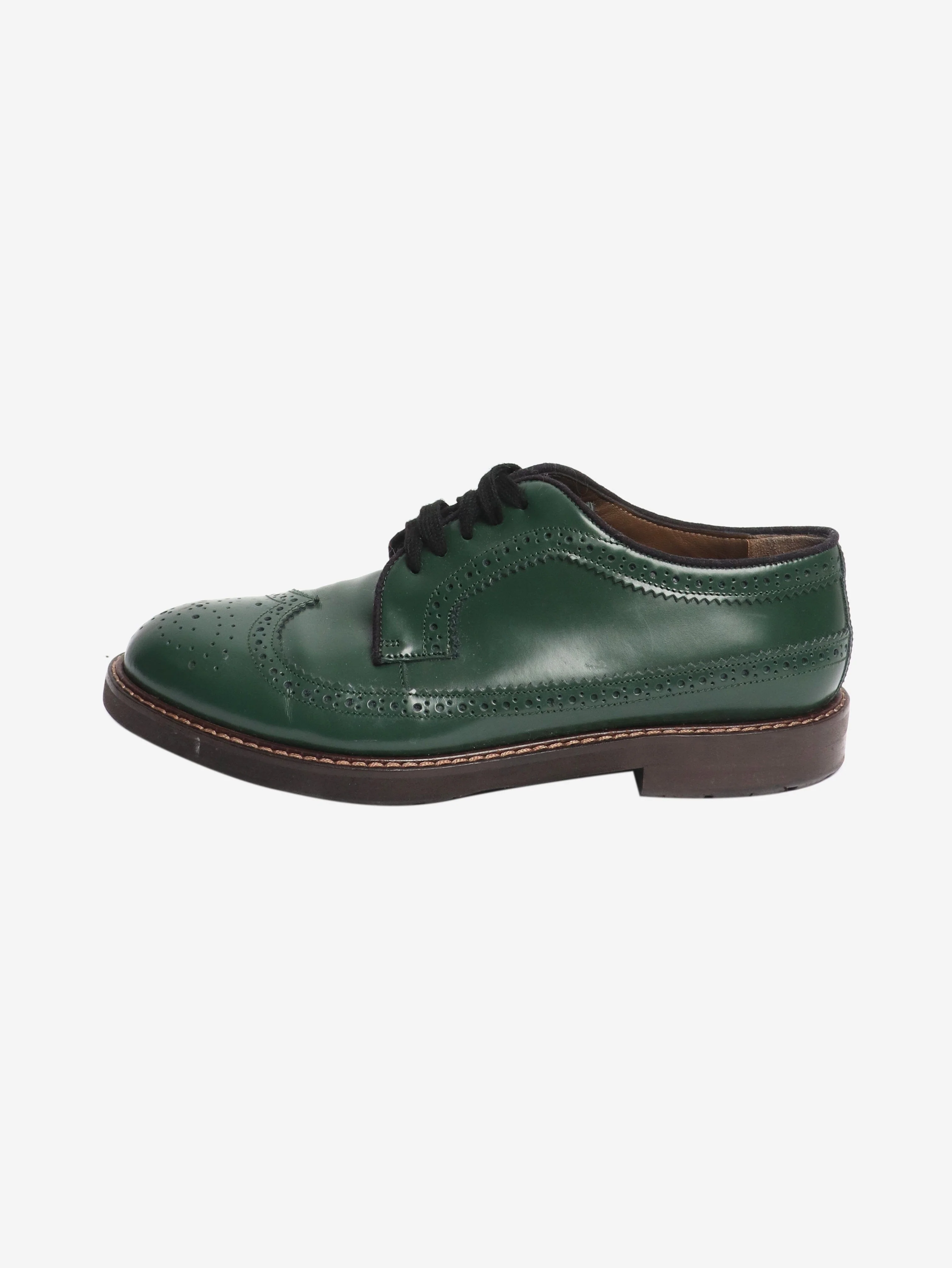 Green leather brogues - size EU 40