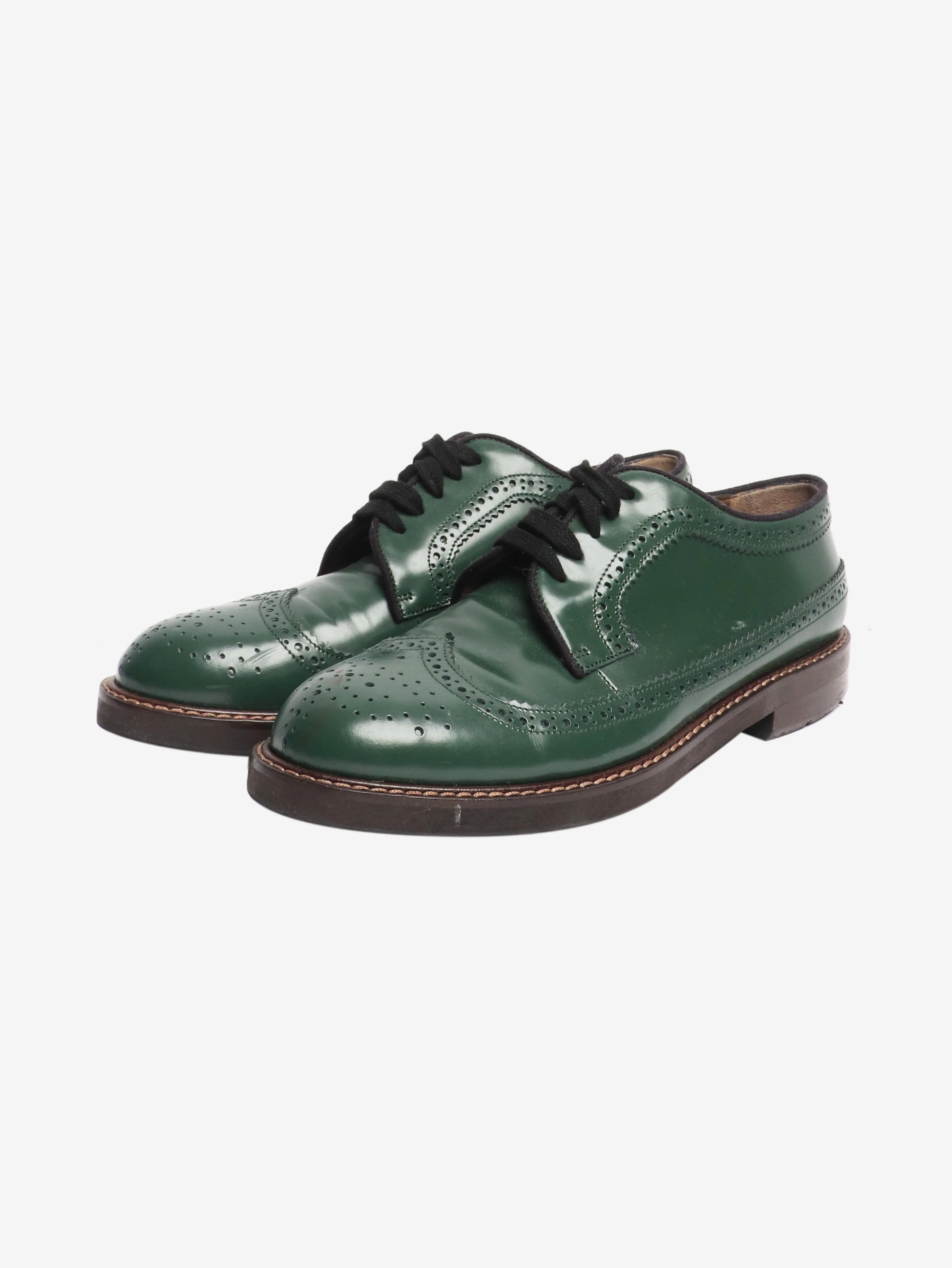Green leather brogues - size EU 40 - Image 2