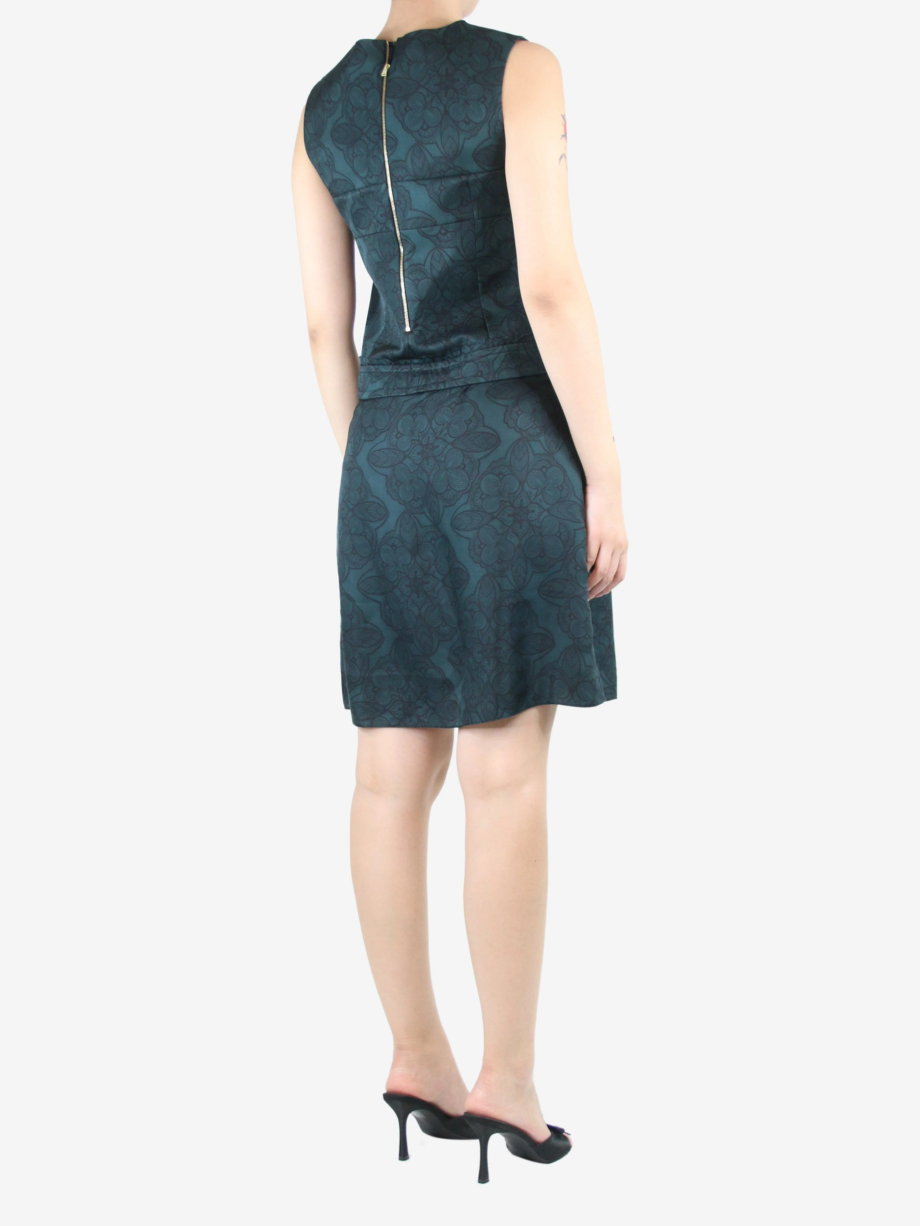 Green sleeveless floral-printed midi dress - size UK 8 - Image 2
