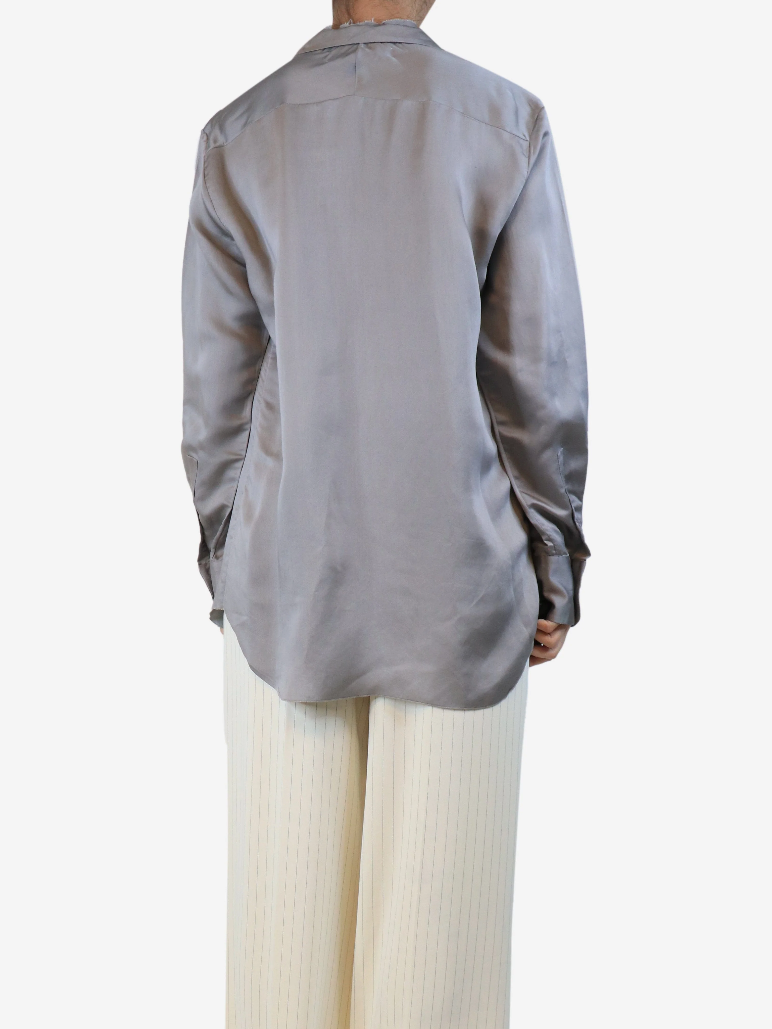 Grey silk-blend blouse - size UK 8 - Image 2