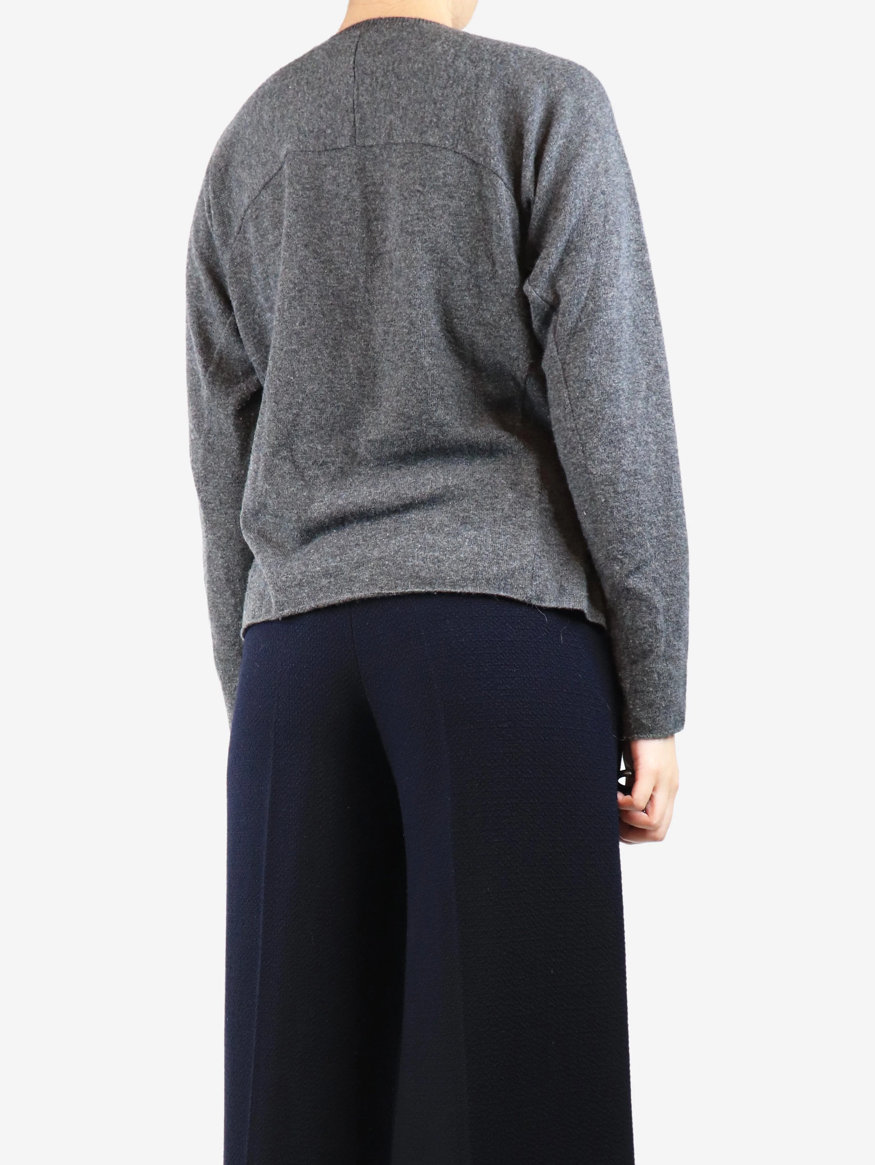 Grey wool-blend cardigan - size UK 10 - Image 2