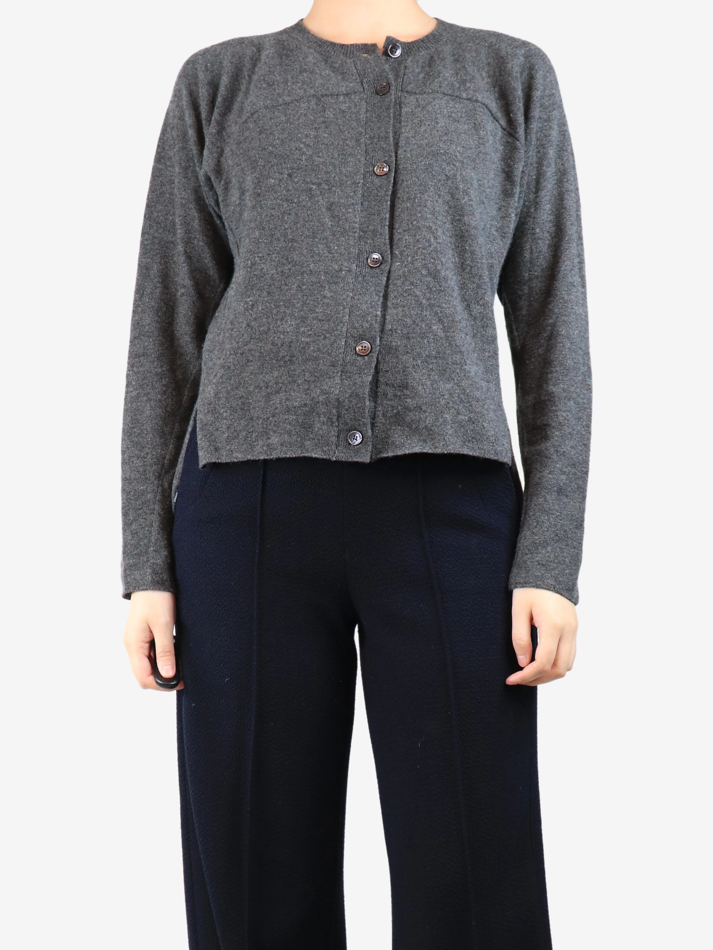 Grey wool-blend cardigan - size UK 10 - Image 3