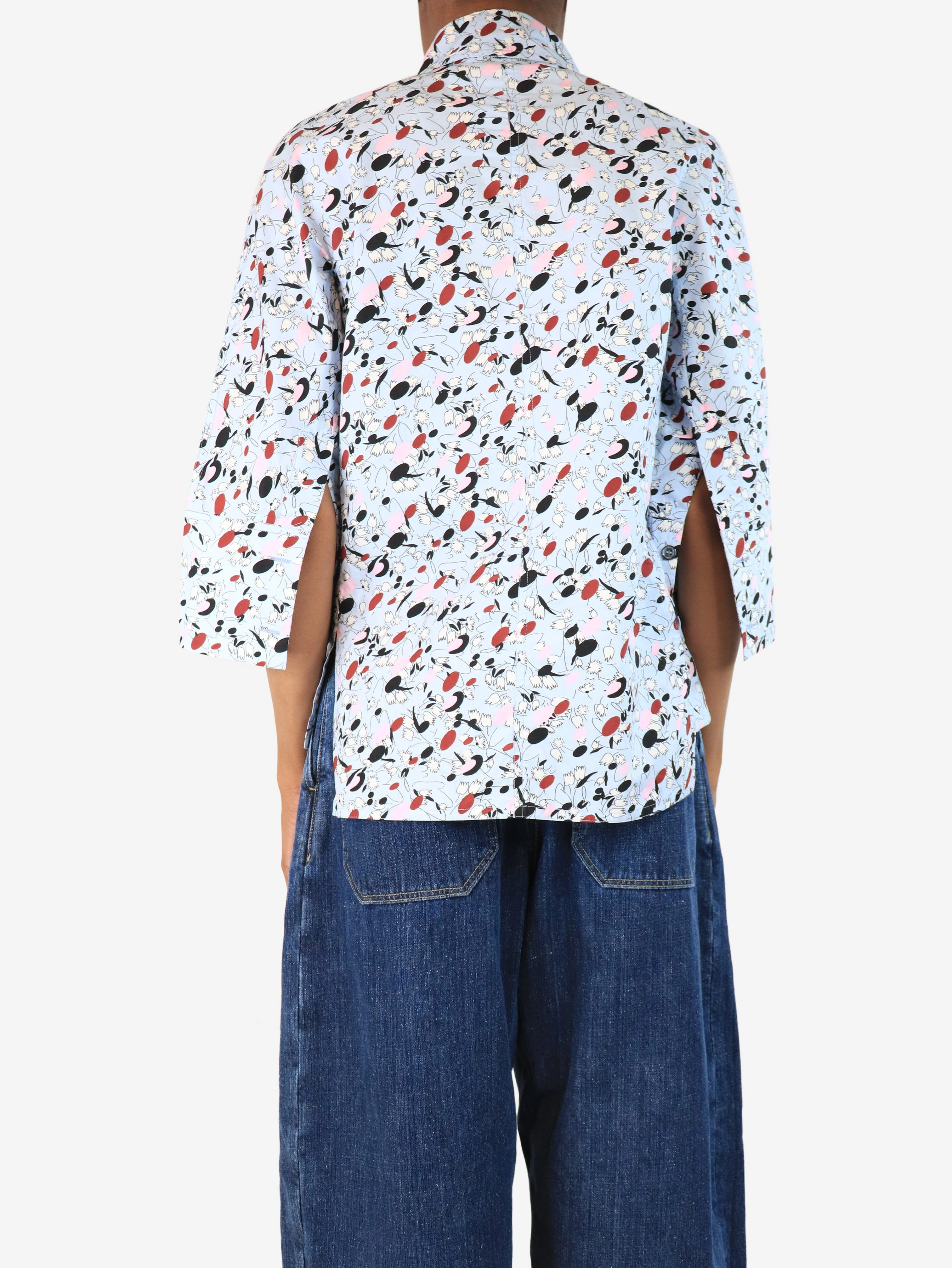 Light blue floral printed shirt - size UK 4 - Image 2