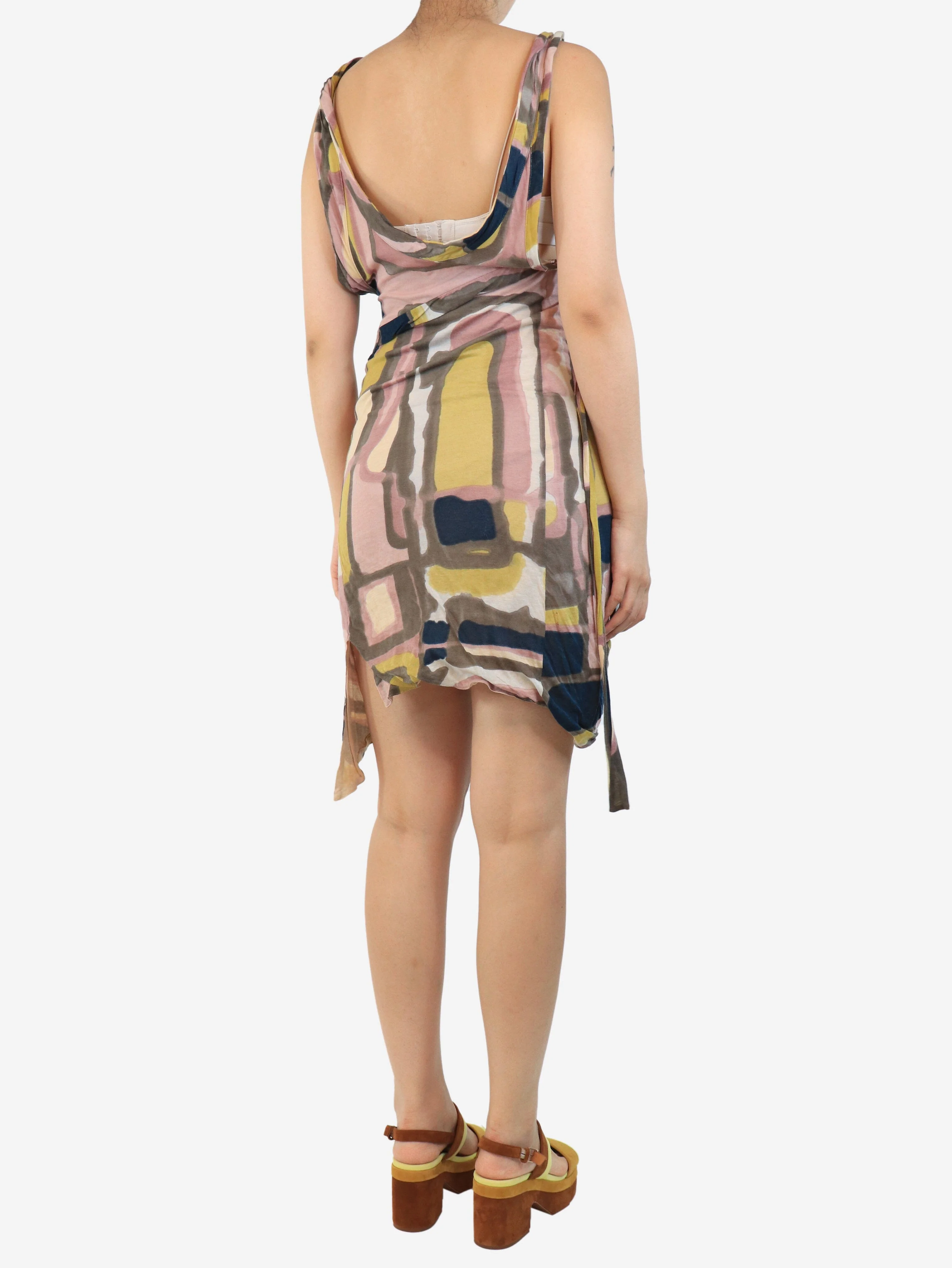 Multi printed strap dress - size UK 8 - Image 2