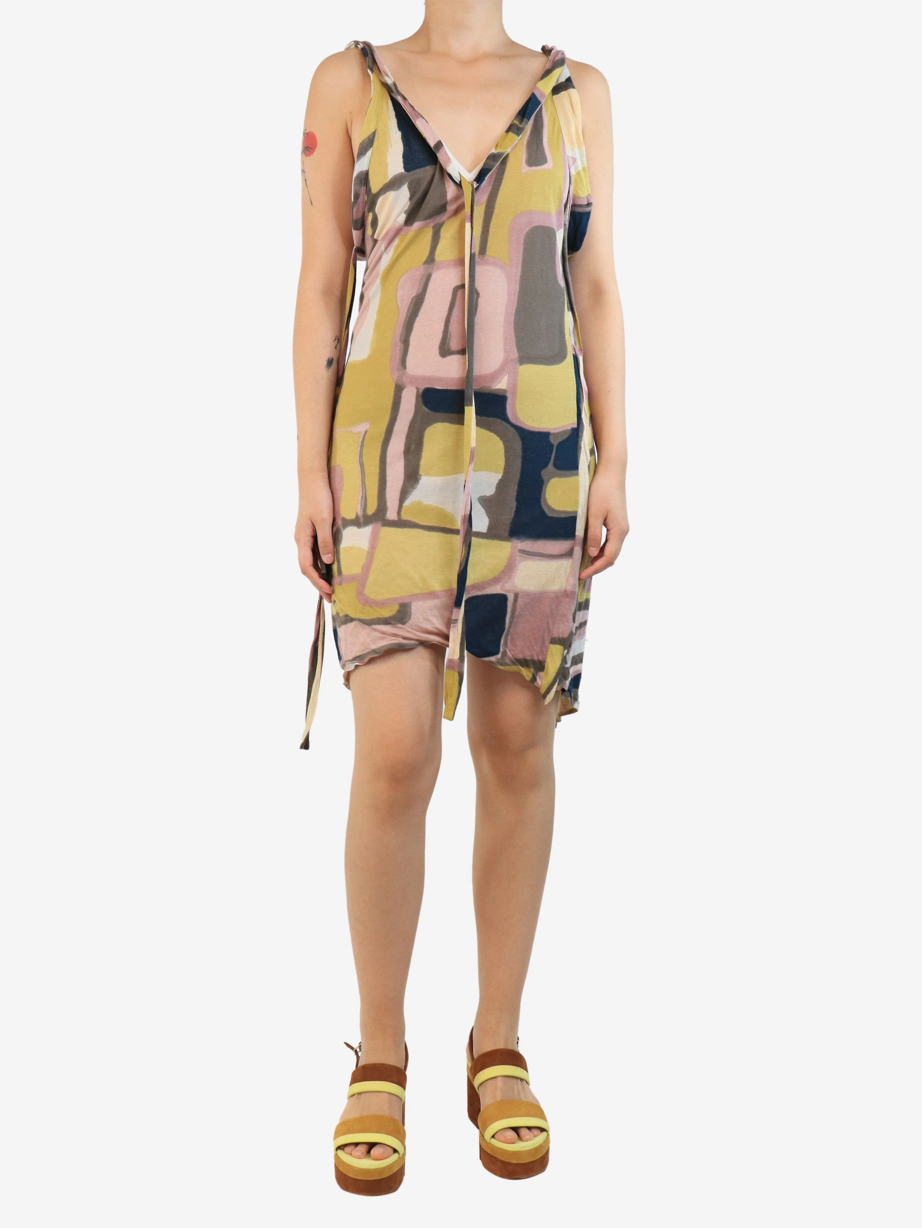 Multi printed strap dress - size UK 8 - Image 3