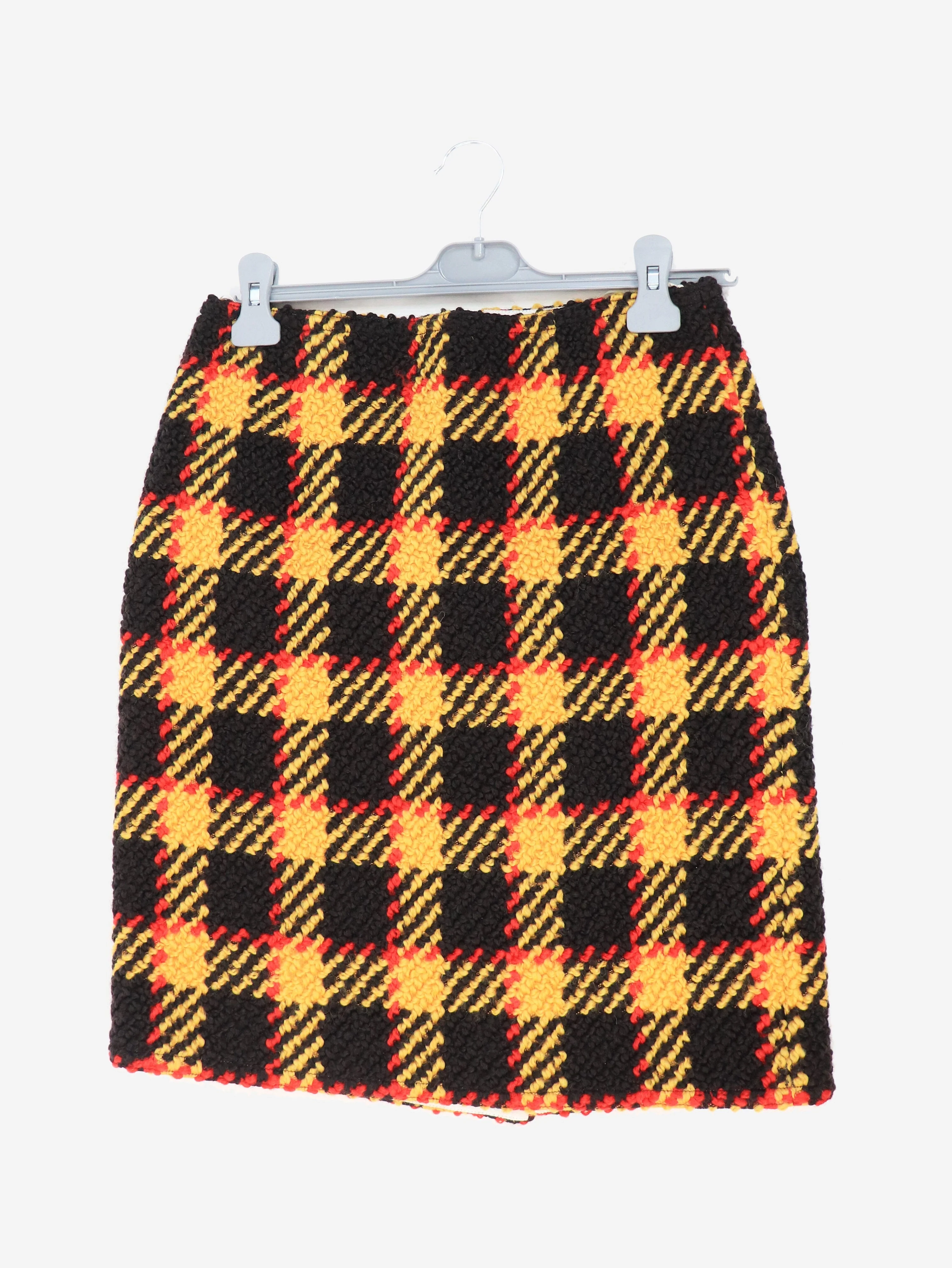 Multicolour boucle check pencil skirt - size UK 6 - Image 4