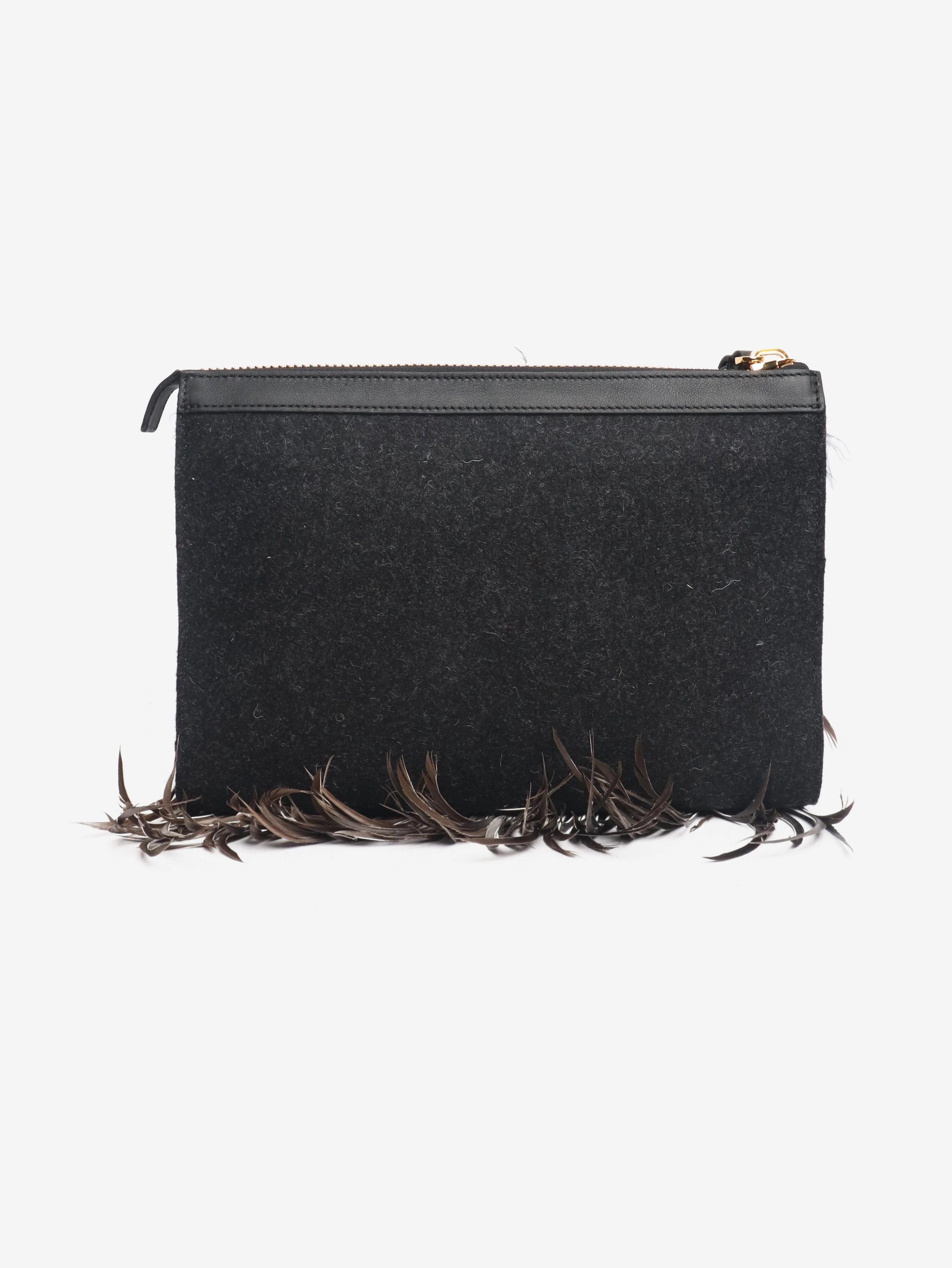Multicolour large feathered wristlet clutch bag - Image 2