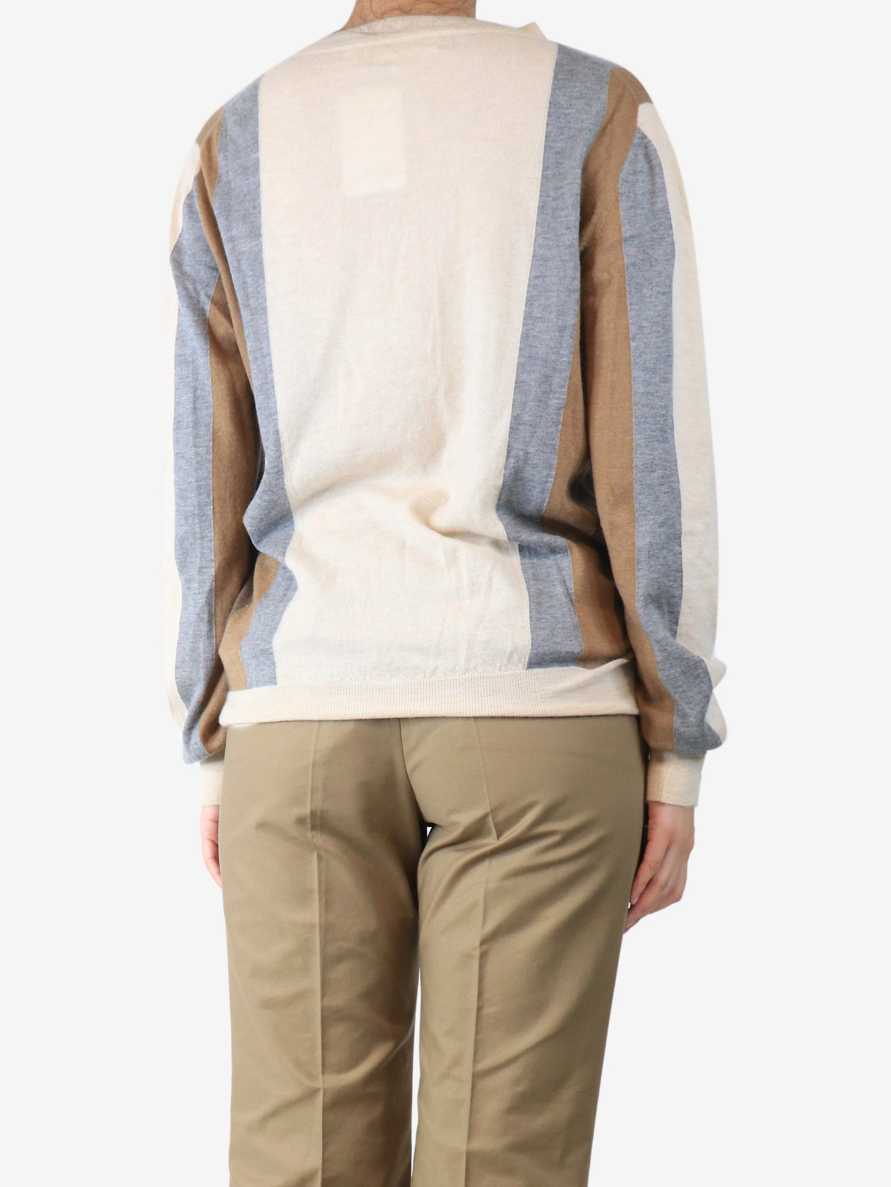 Neutral colourblock cardigan - size UK 10 - Image 2