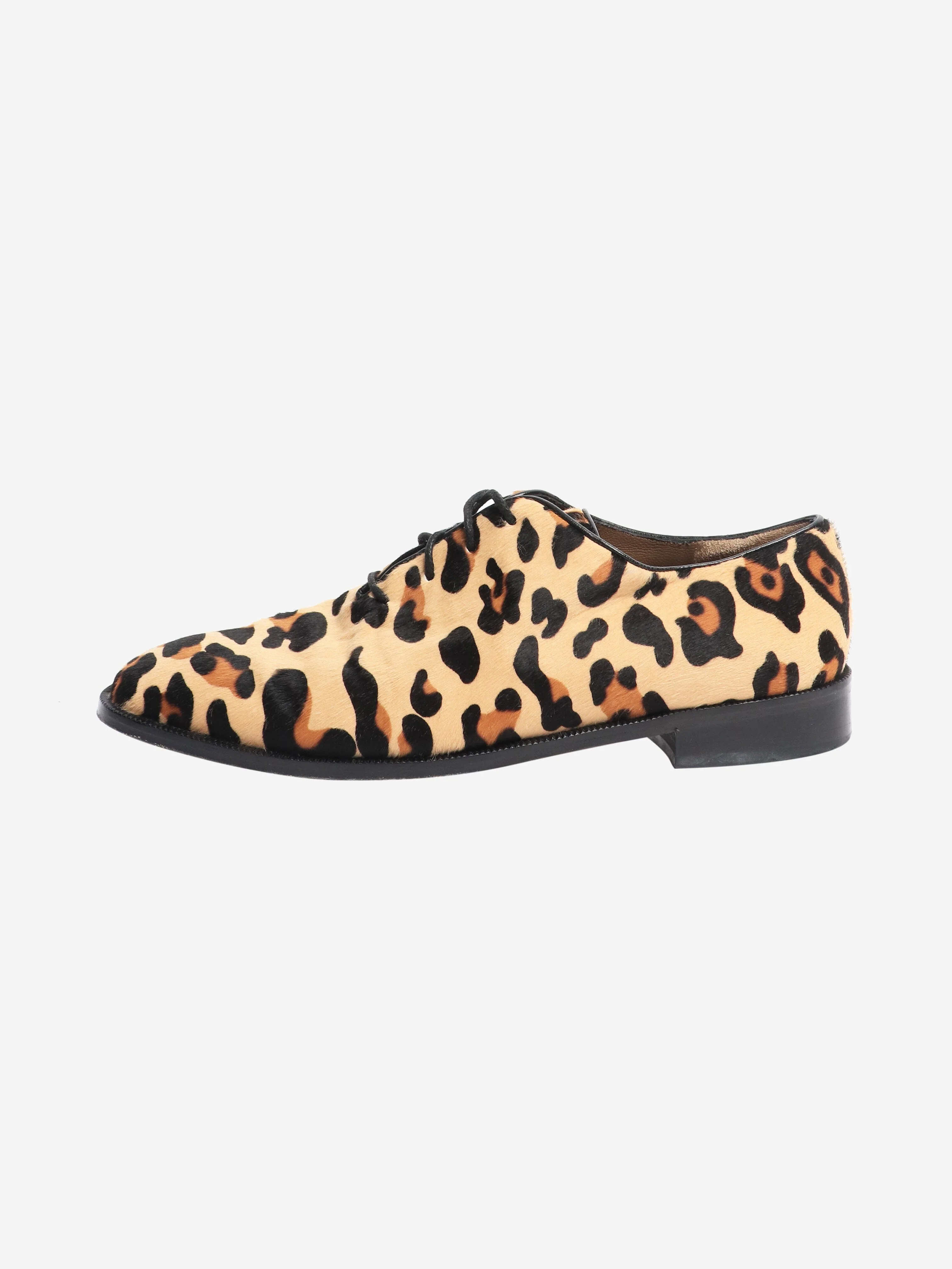 Neutral leopard print calf-hair shoes - size EU 40