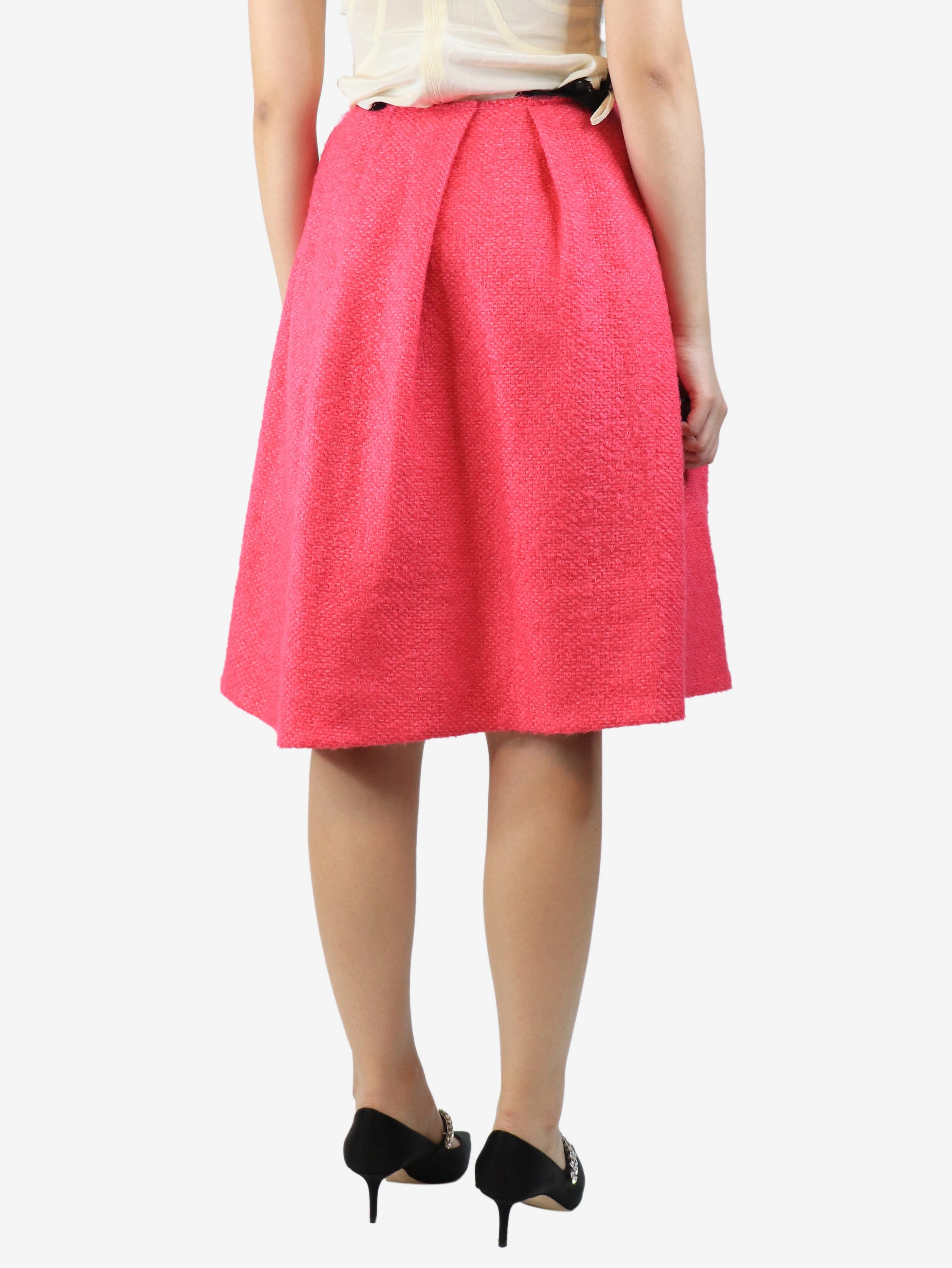 Pink wool-blend midi skirt - size UK 8 - Image 3