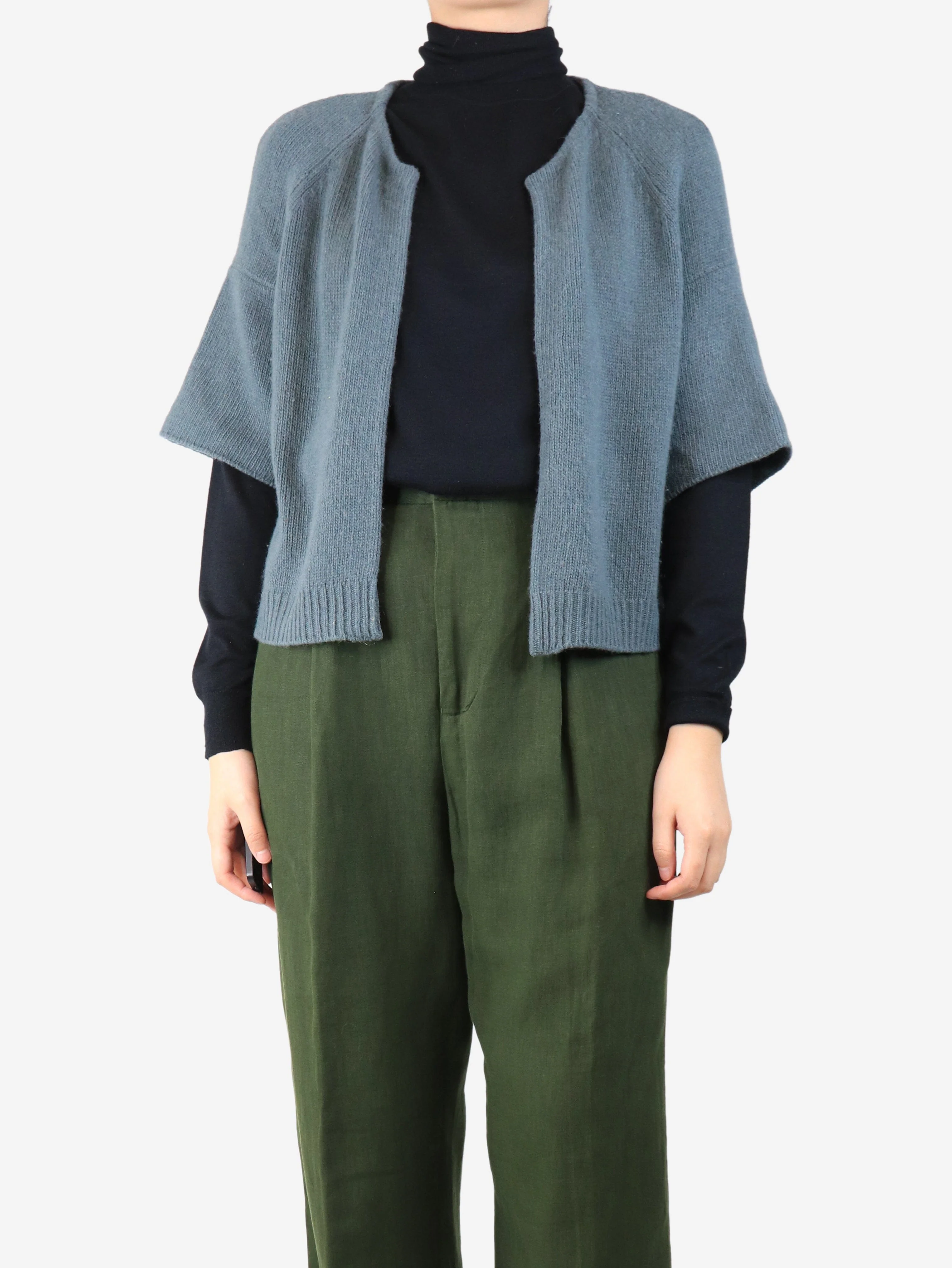 Teal open cardigan - size UK 10