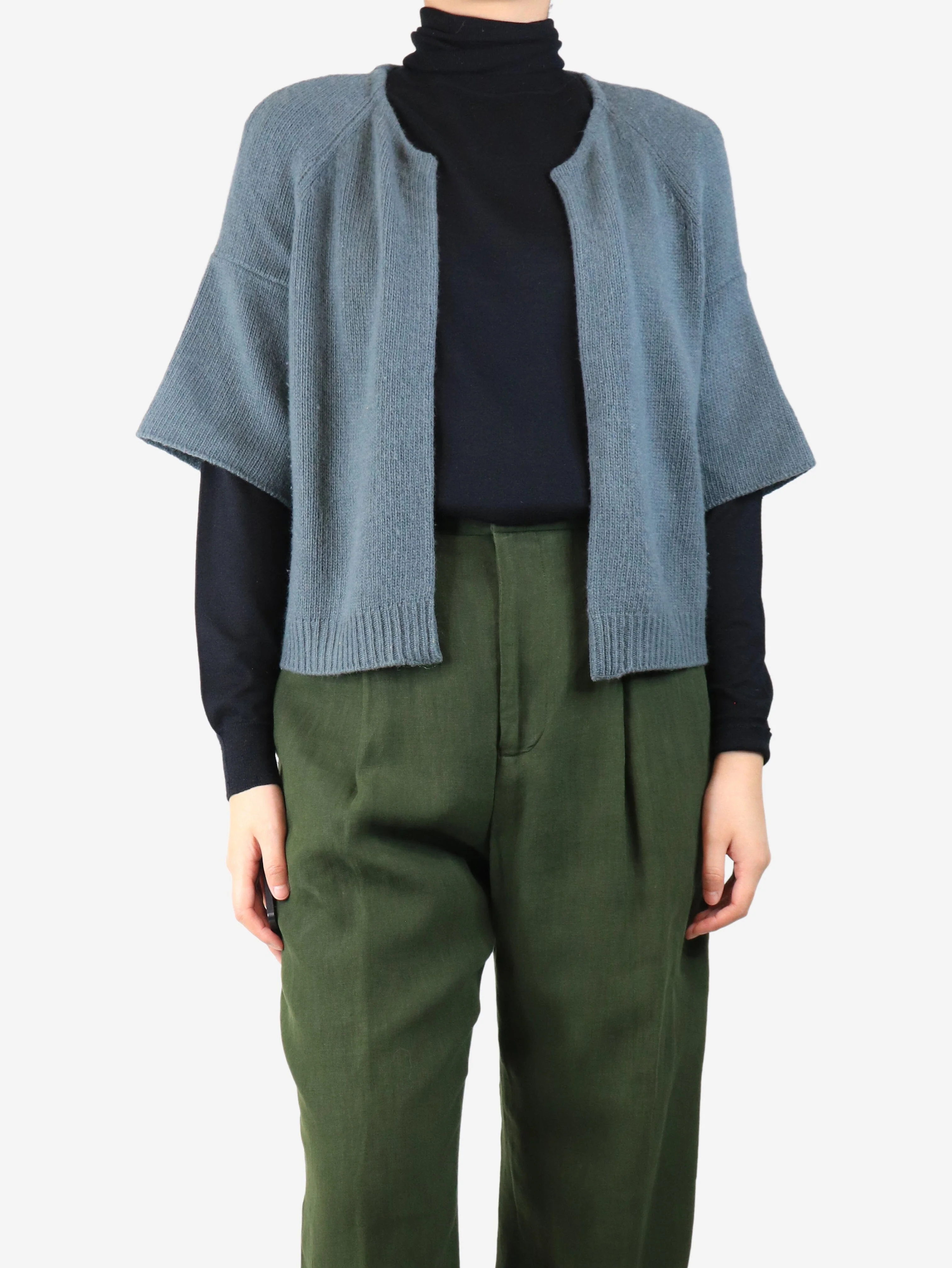 Teal open cardigan - size UK 10 - Image 3