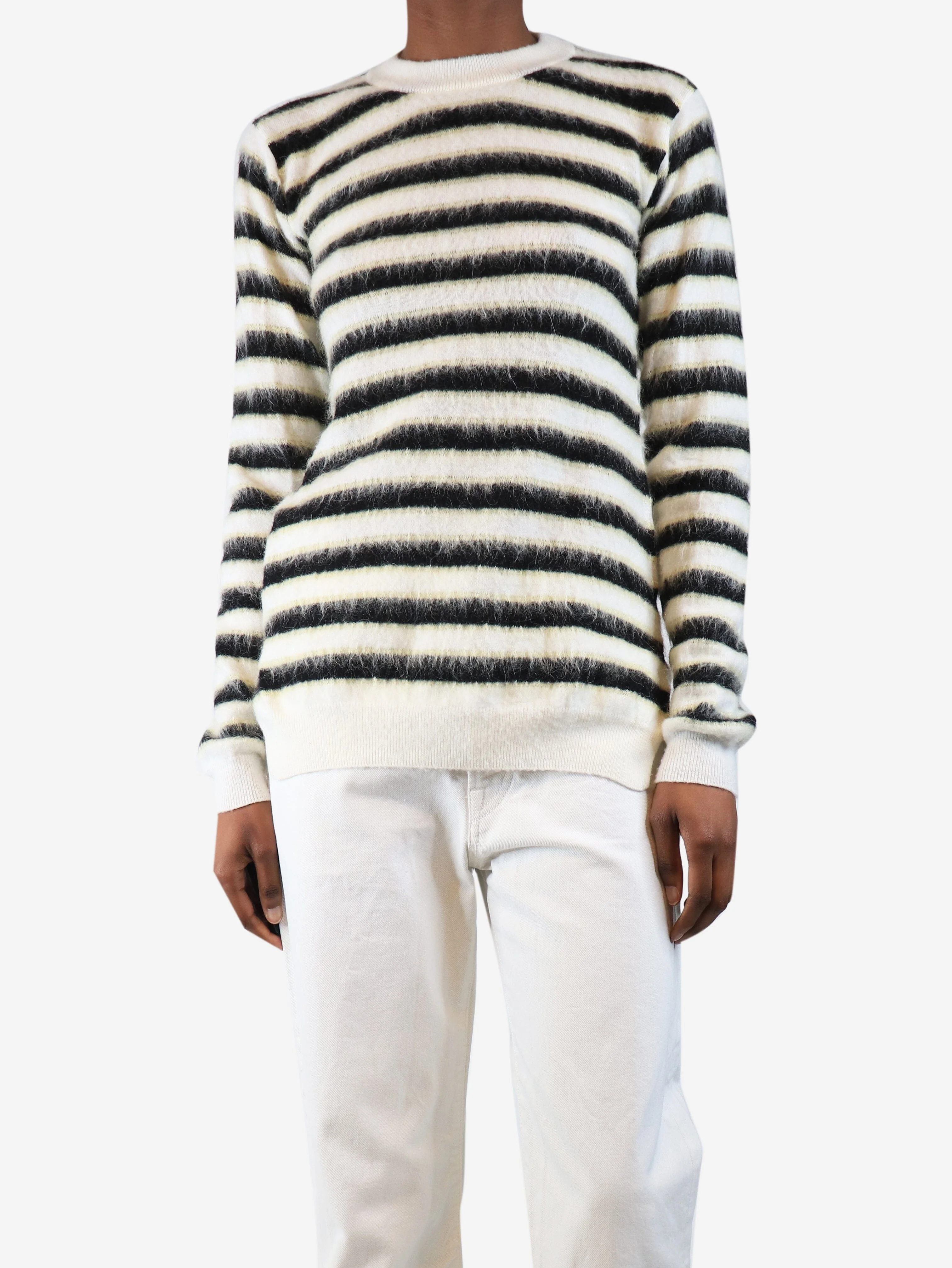 White wool stripe jumper - size UK 8