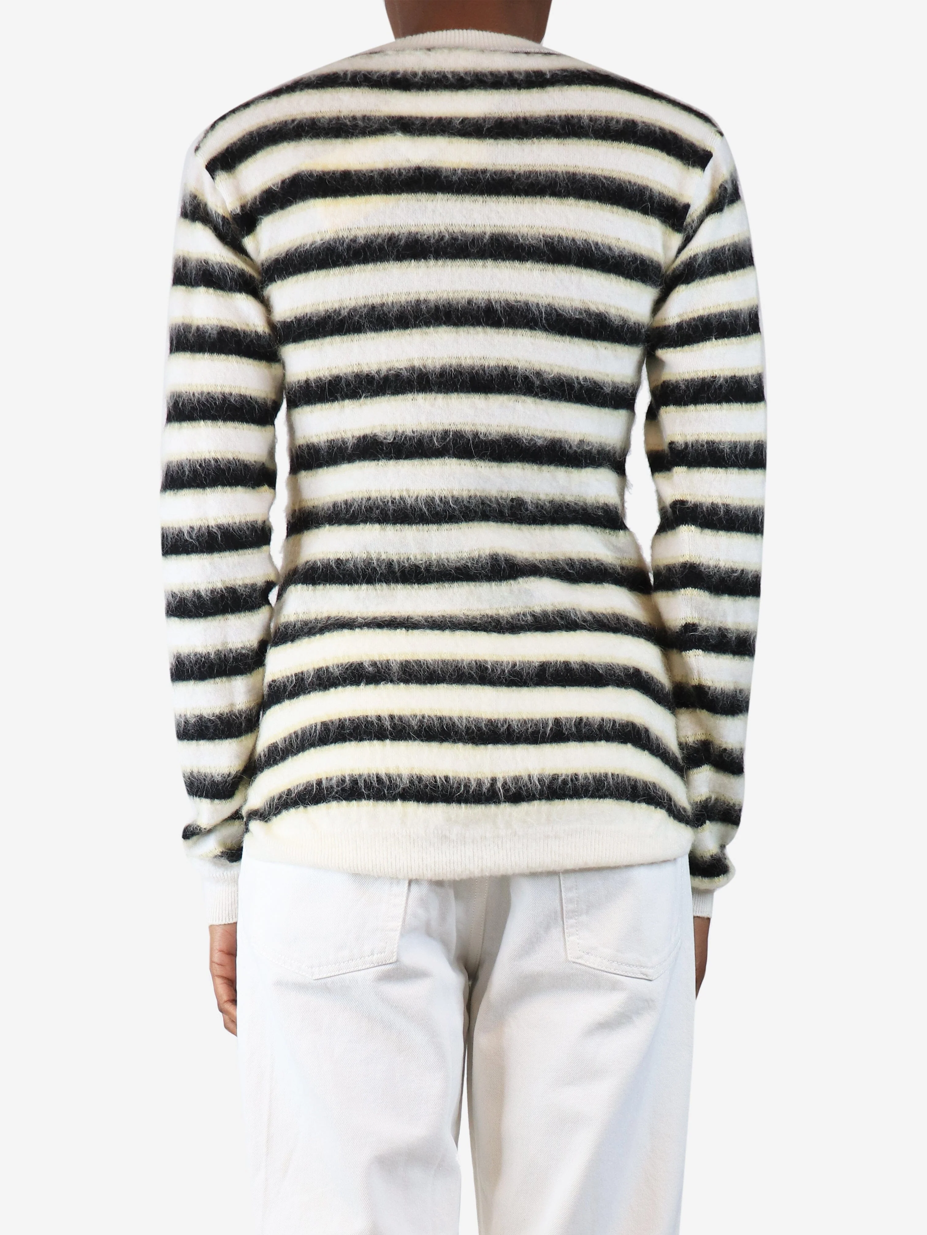 White wool stripe jumper - size UK 8 - Image 2