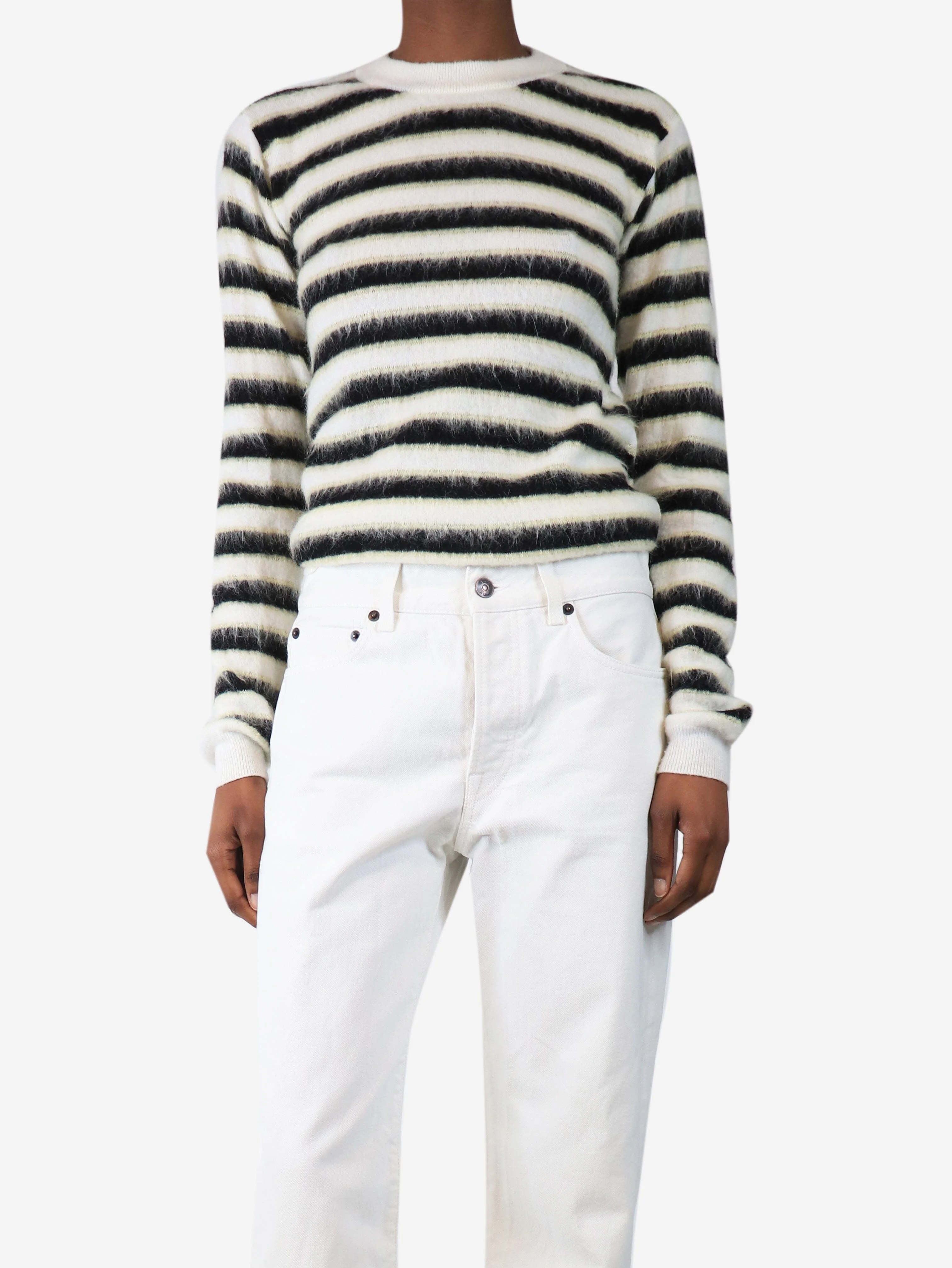 White wool stripe jumper - size UK 8 - Image 3