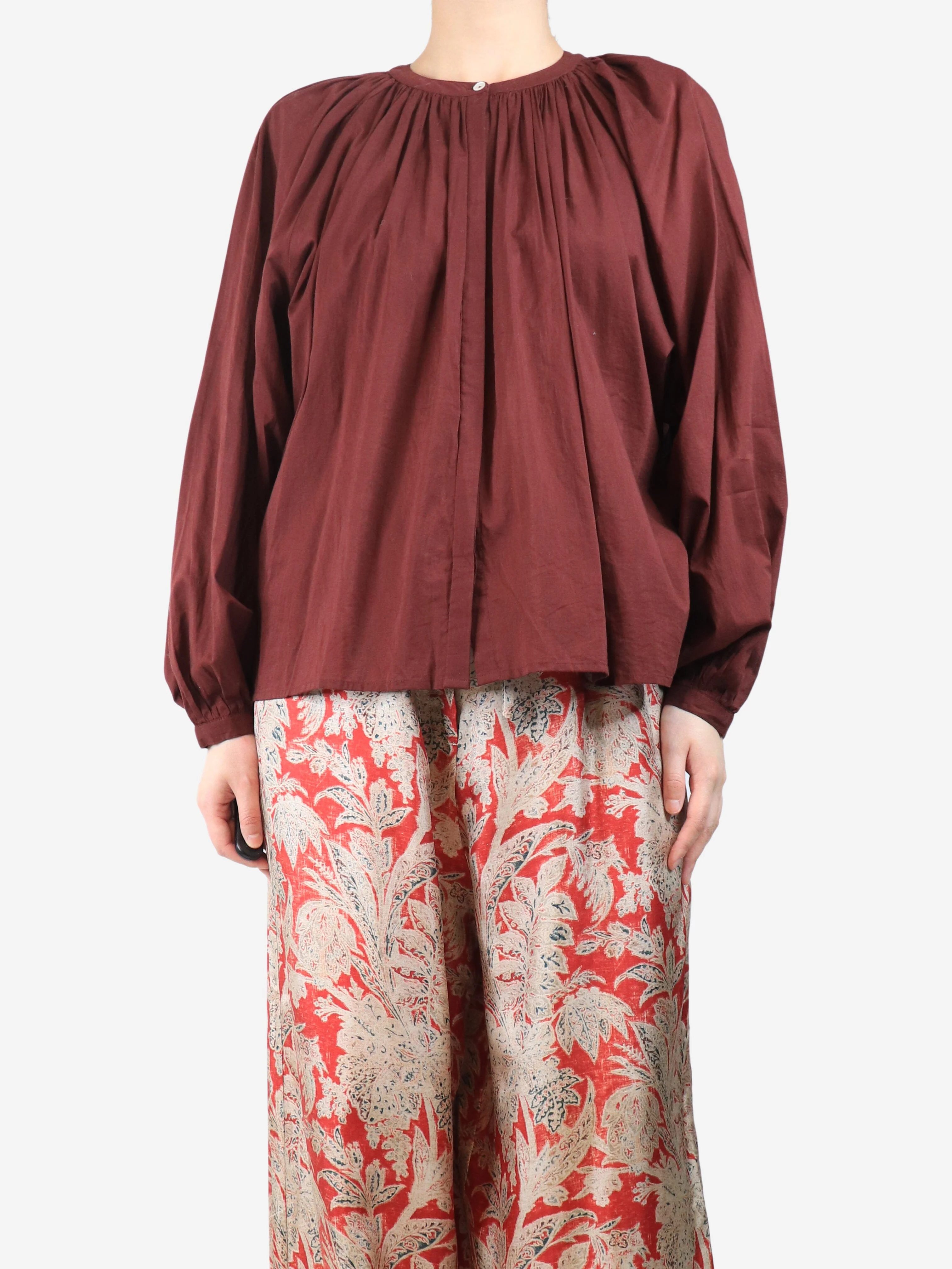 Maroon Celestino shirt blouse - size M - Image 3