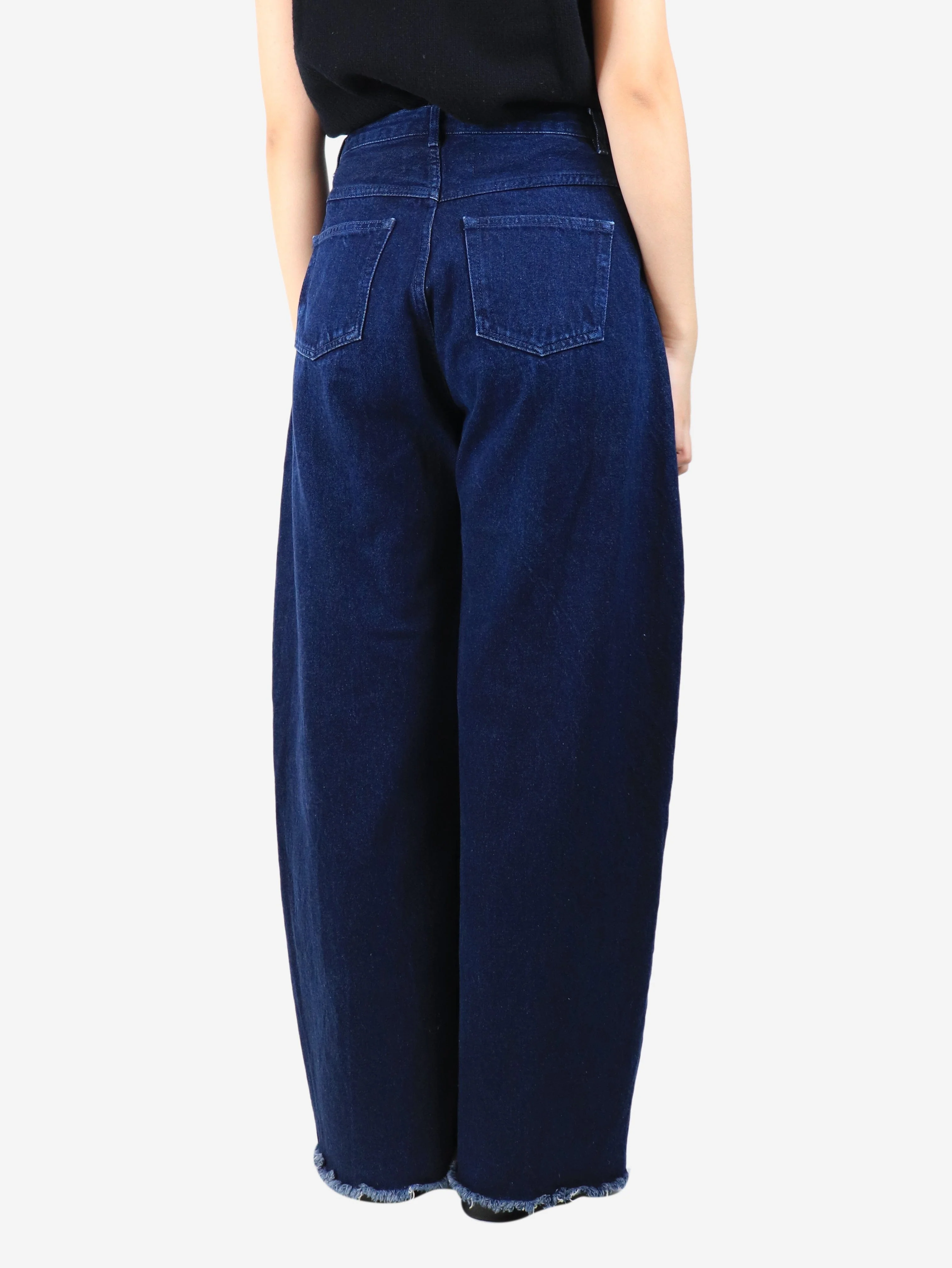 Dark blue wide-leg jeans - size UK 10 - Image 3